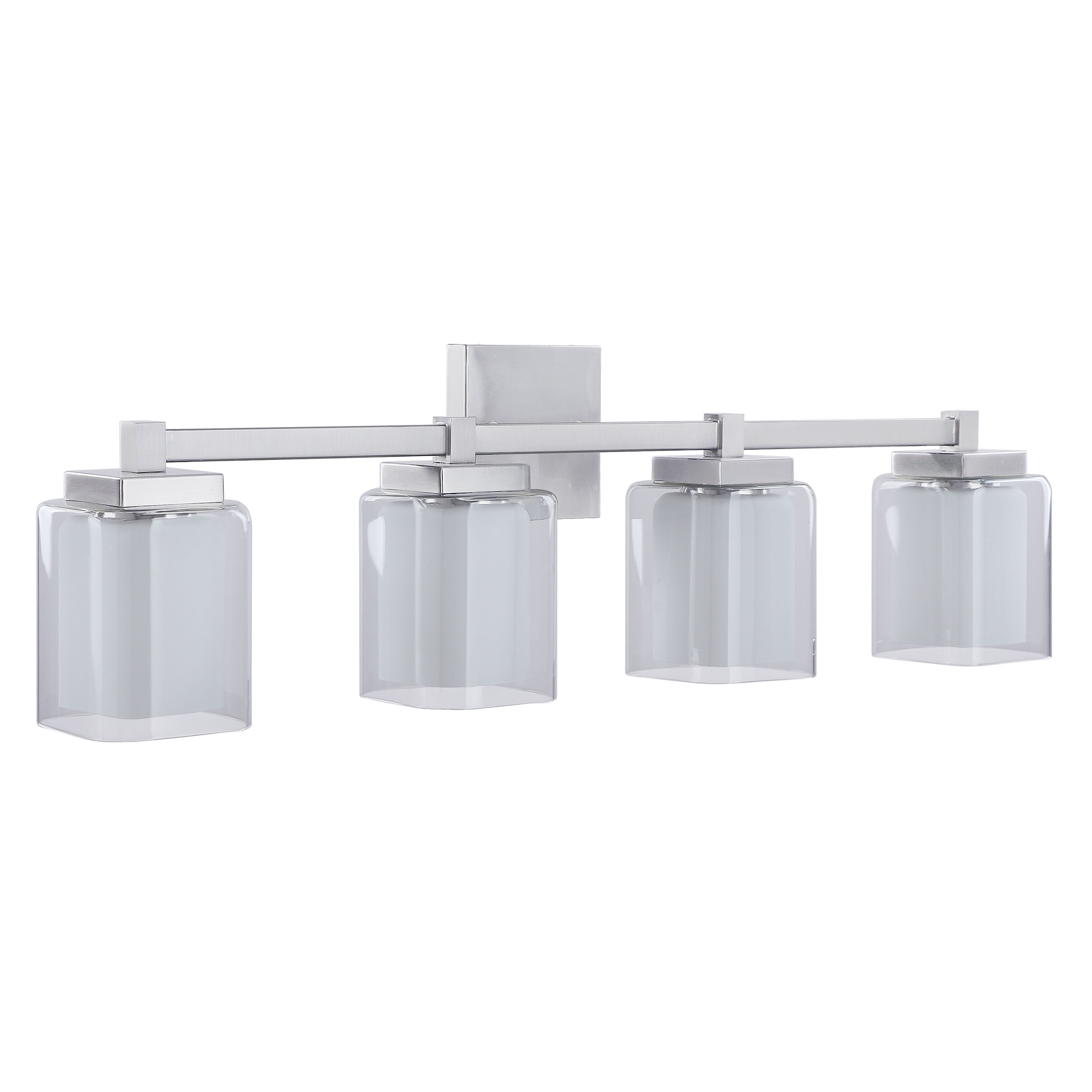 32-inch Satin Nickel 4-Light Vanity Fixture with Clear Glass Shades