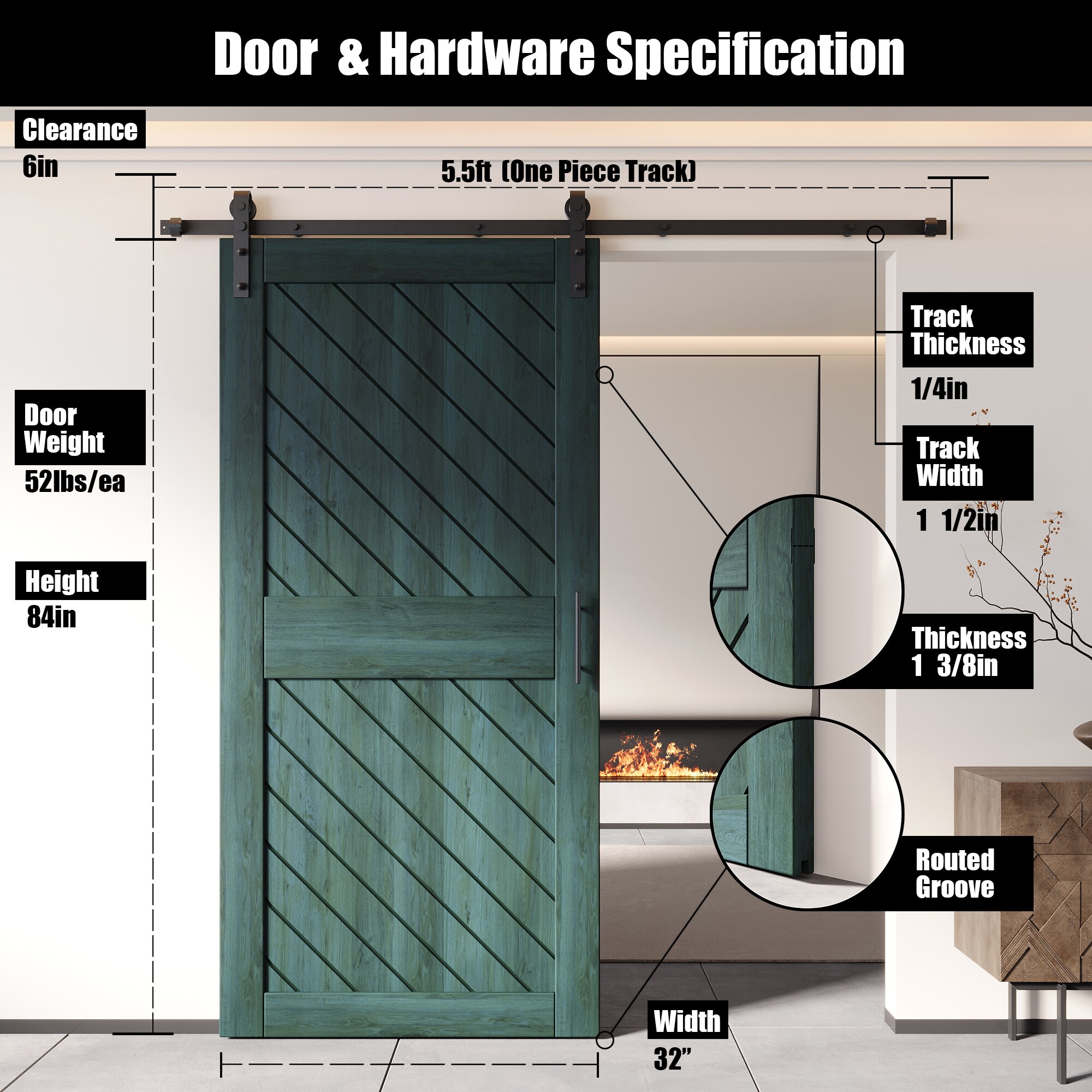 HOMACER YT1H066C-XT2-3284-RP Barn-Doors - View #2