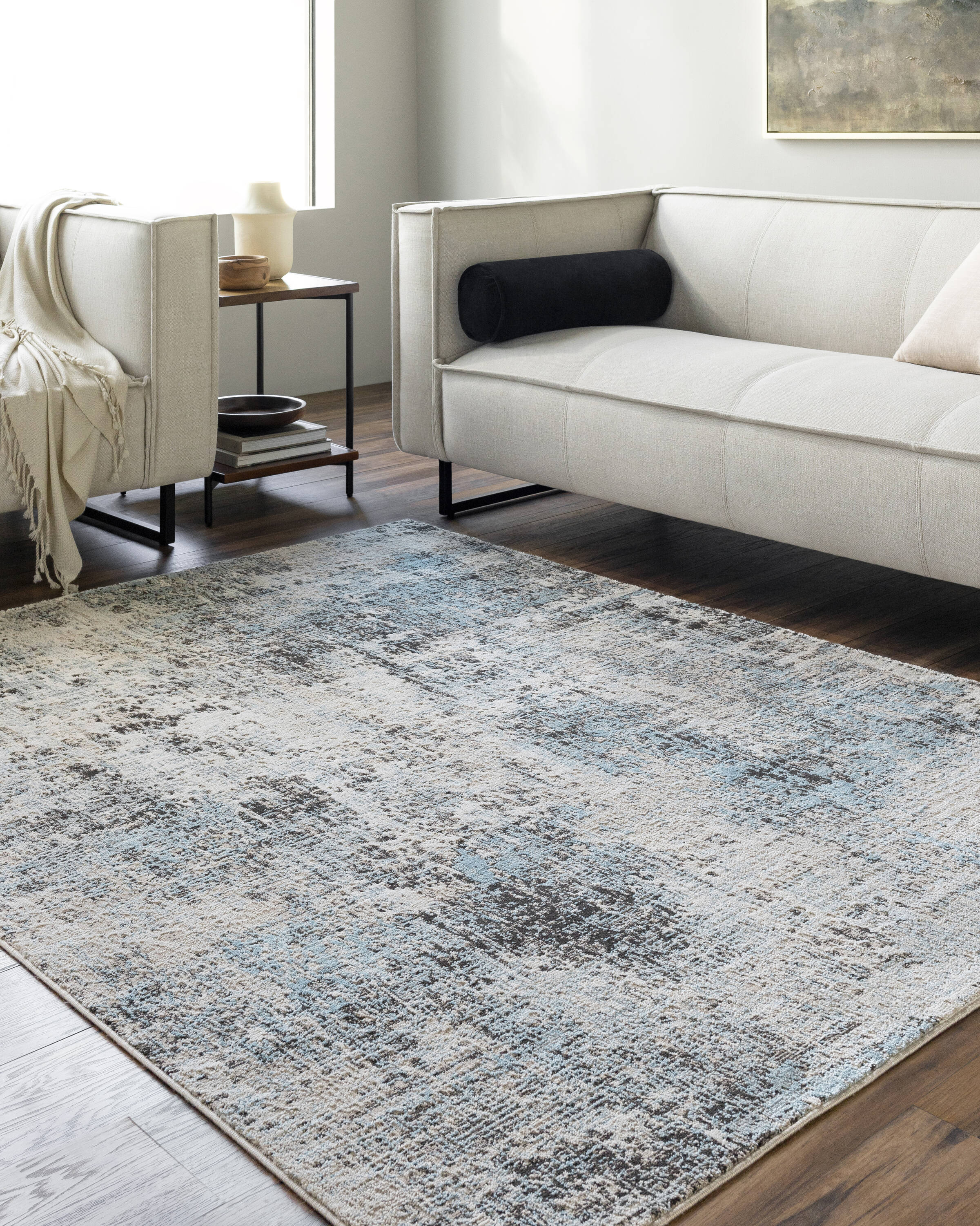 Livabliss ALG2354-679 Allegro 7 x 9 (ft) Loomed Polyester Light Beige Rectangular Indoor Abstract Rustic Area rug