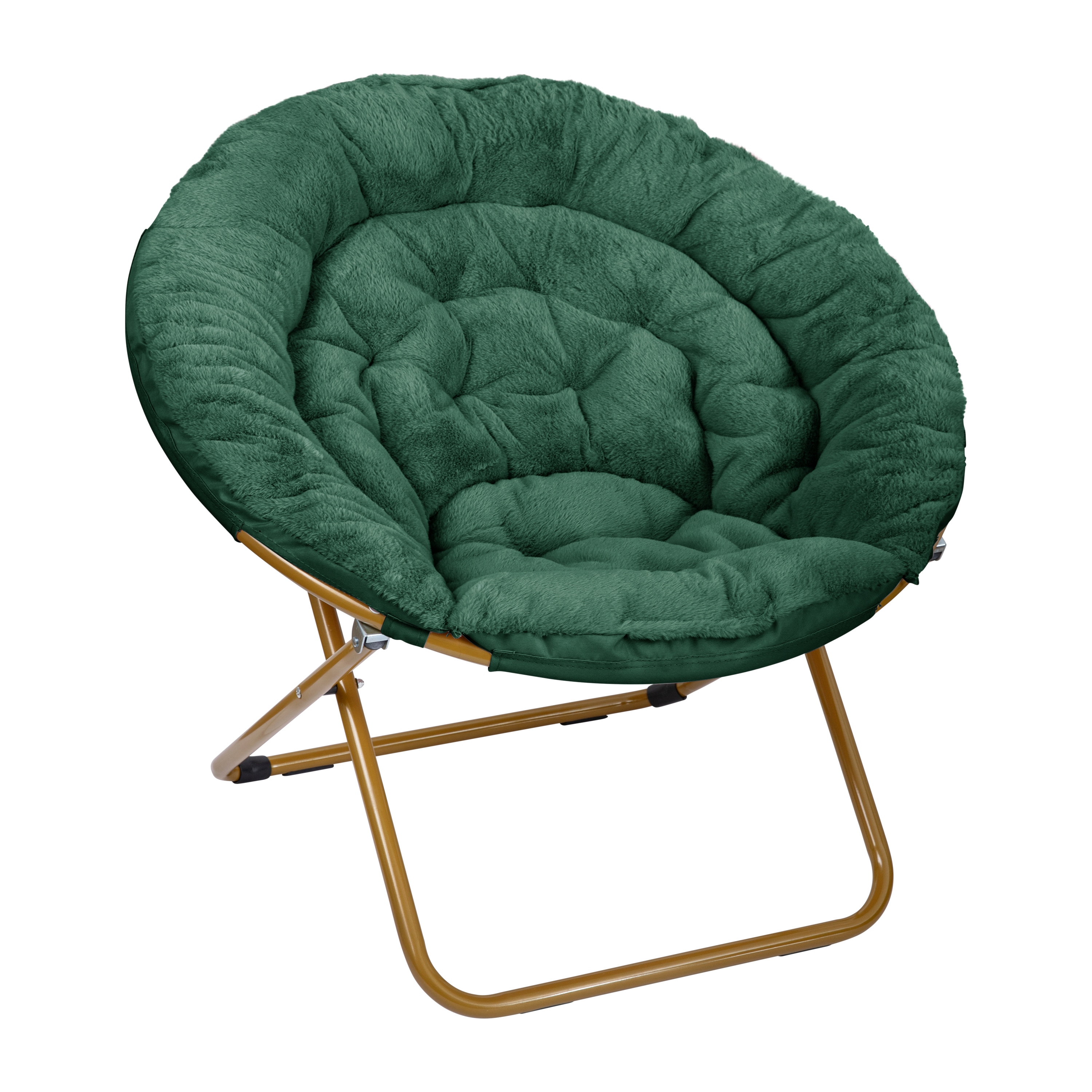 Flash Furniture - Gwen 38-in Oversize Portable Faux Fur Folding Saucer Moon Chair for Dorm and Be...