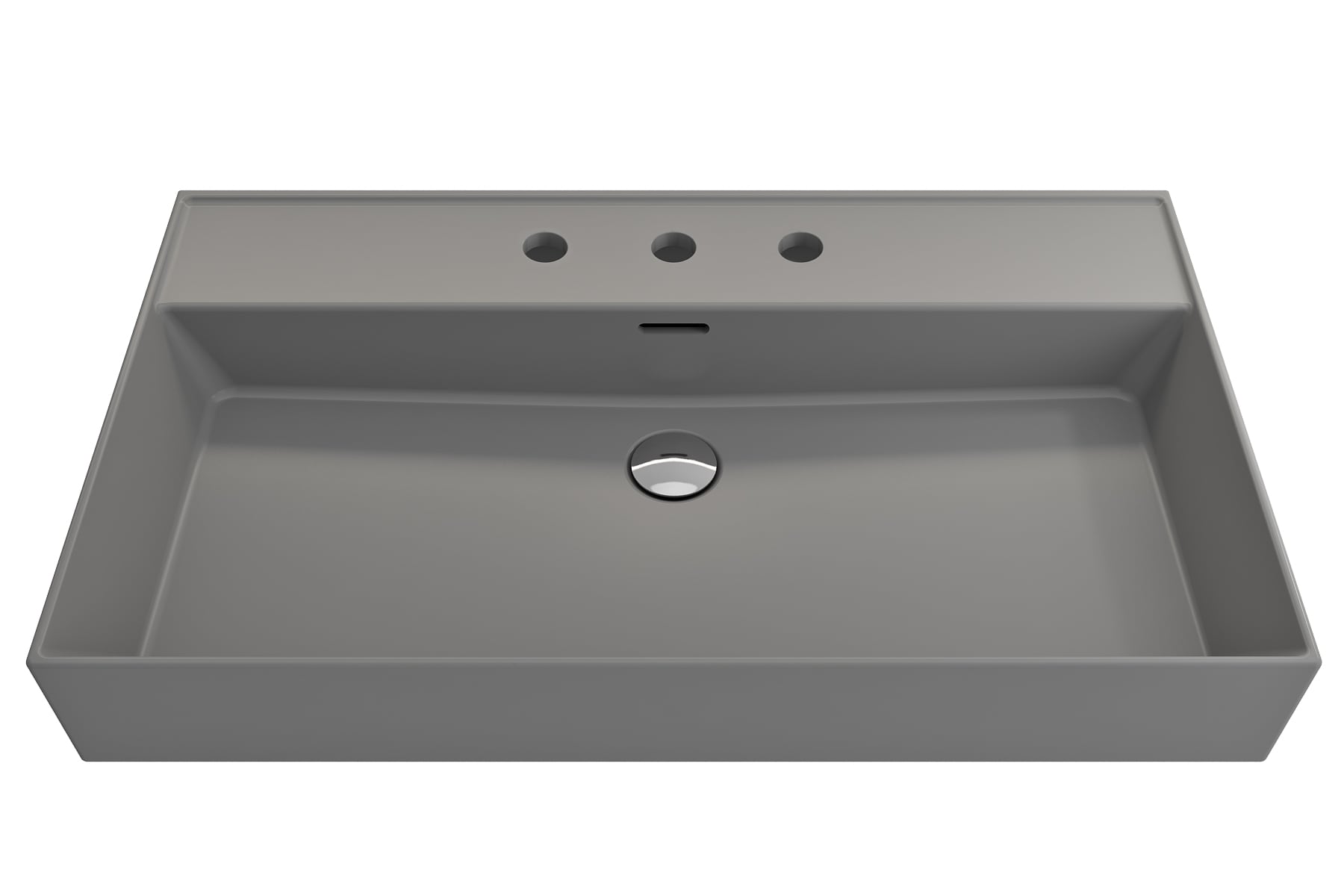 BOCCHI 1377-006-0127 Fire clay Wall-mount Rectangular Modern Matte Gray Bathroom Sink ( 32-Inches x 18.25-Inches )