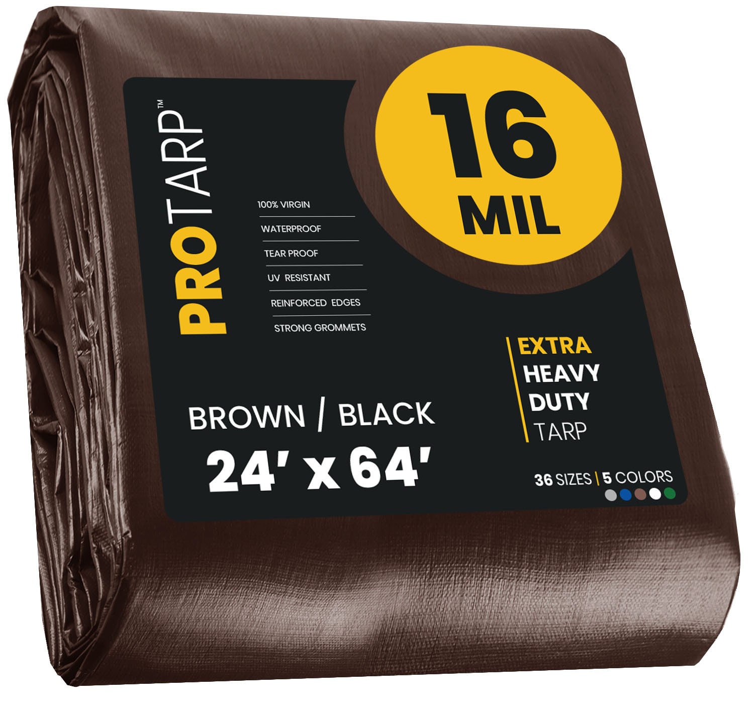 PROTARP PT-102-24X64 24-ft x 64-ft Brown Waterproof Commercial Polyethylene 16-Mils Tarp