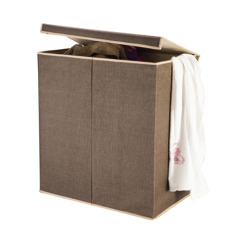 Hastings Home 7250 Double Laundry Hamper with Magnetic Lid, Brown, 26-in x  24-in x 14.25-in, Cotton Material, Moisture Resistant, Two Compartment  Sorter in the Laundry Hampers & Baskets department at