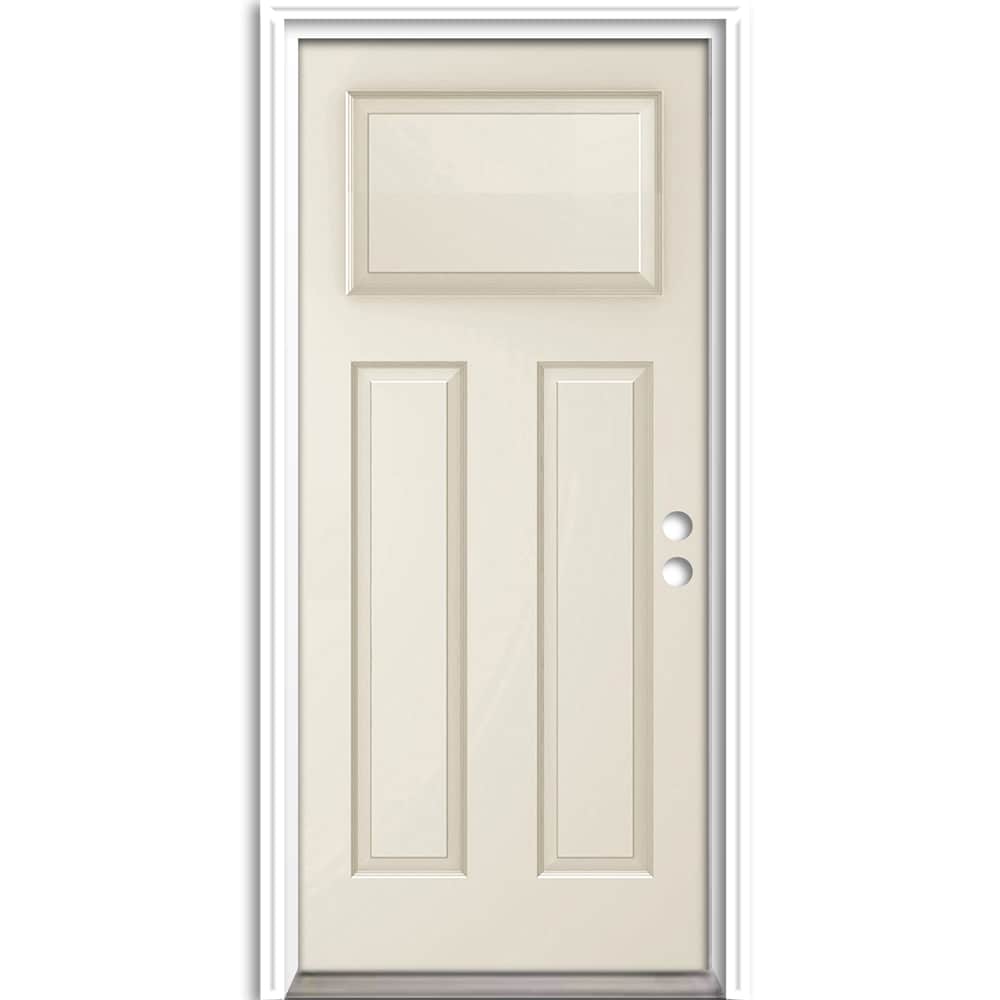 RELIABILT LO691163 36-in x 80-in x 4-5/8-in Steel No glass Left-hand inswing Primed Prehung Front Door with Brickmould Insulating core