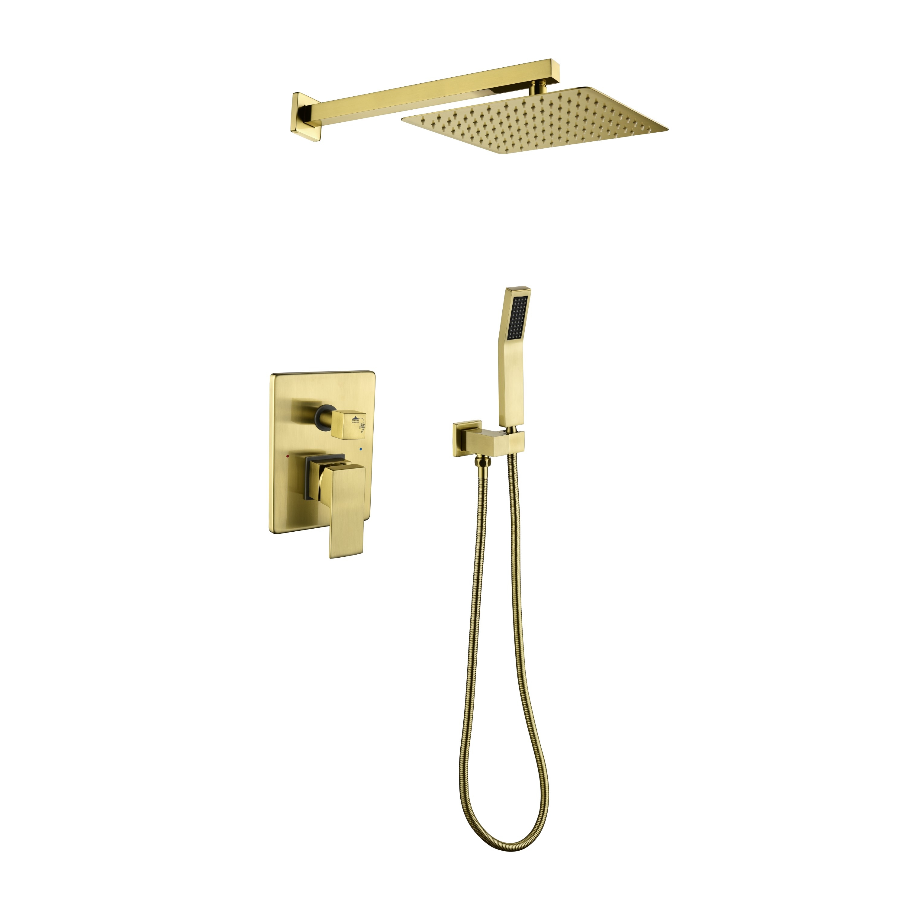 Tatayosi T059-10BG Brushed Gold Shower System with 10inch Rain Shower Head and Handheld Combo Set