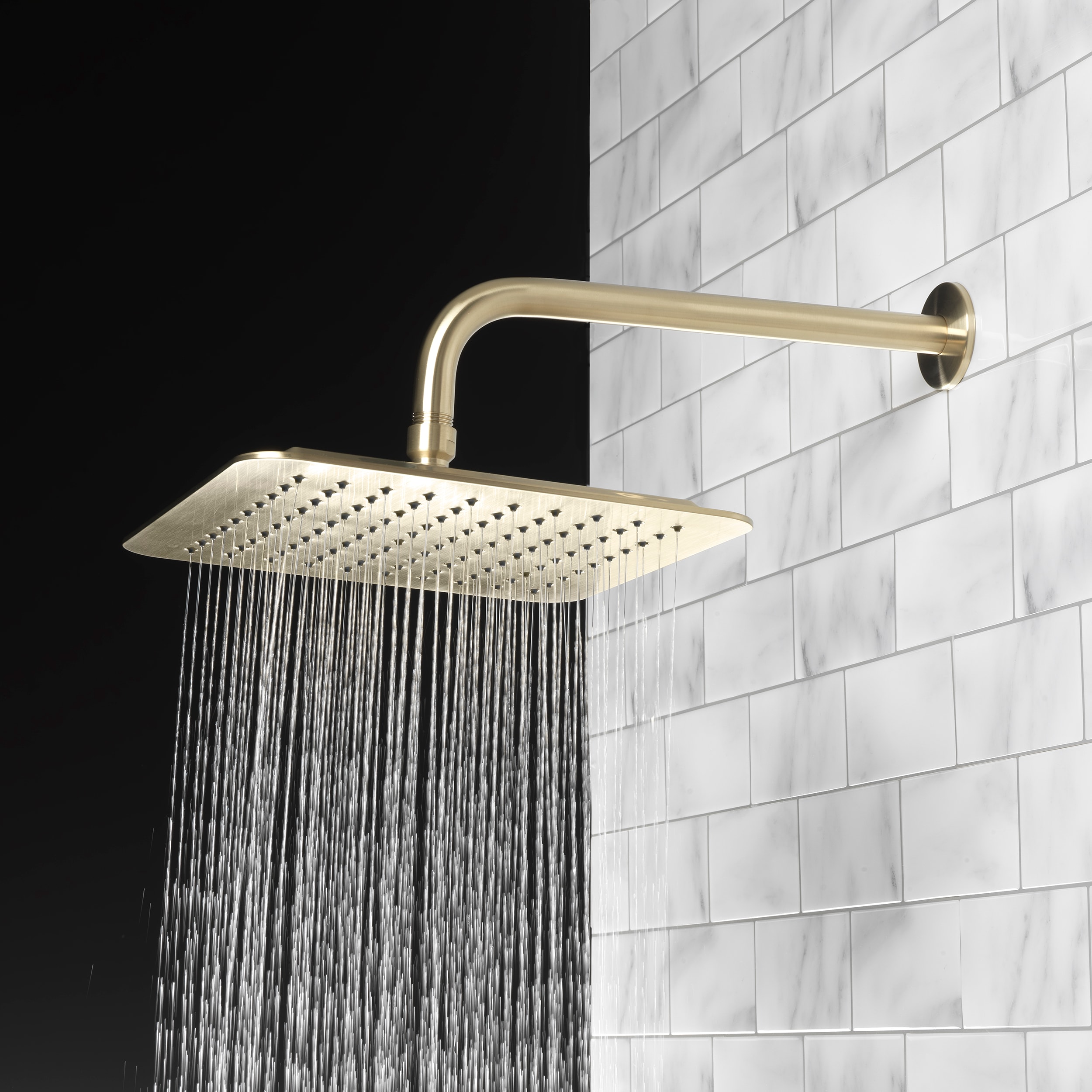 allen + roth Reign Brushed Gold 10-in Square Fixed Rain 1.8 GPM 3073 ...