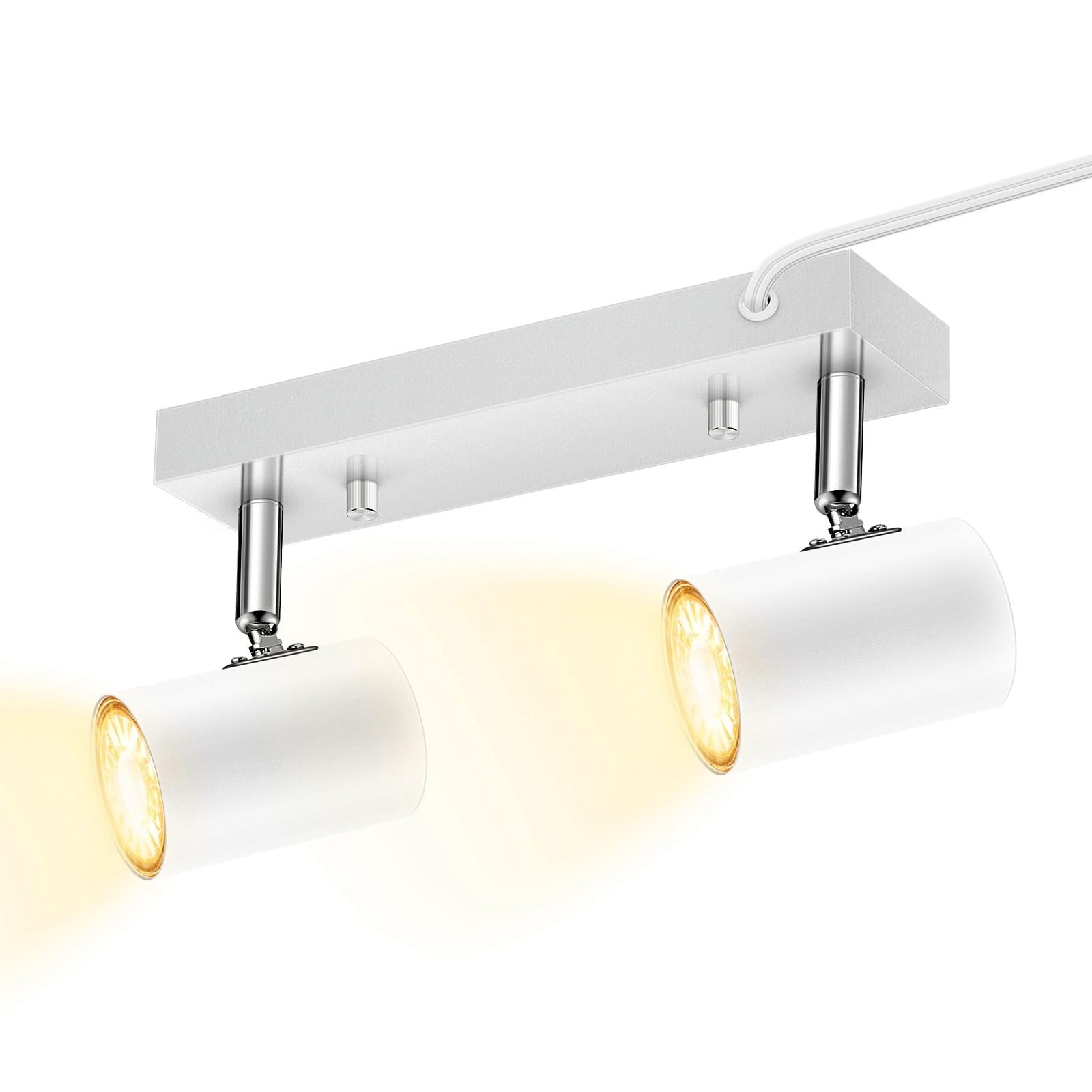 Vrbgify  2 Light Track Lighting Kit Matte Black Metal 2 Way Ceiling Spotlight GU10 Socket Adjustable Heads 11.7 in x 3.54 in x 5.33 in