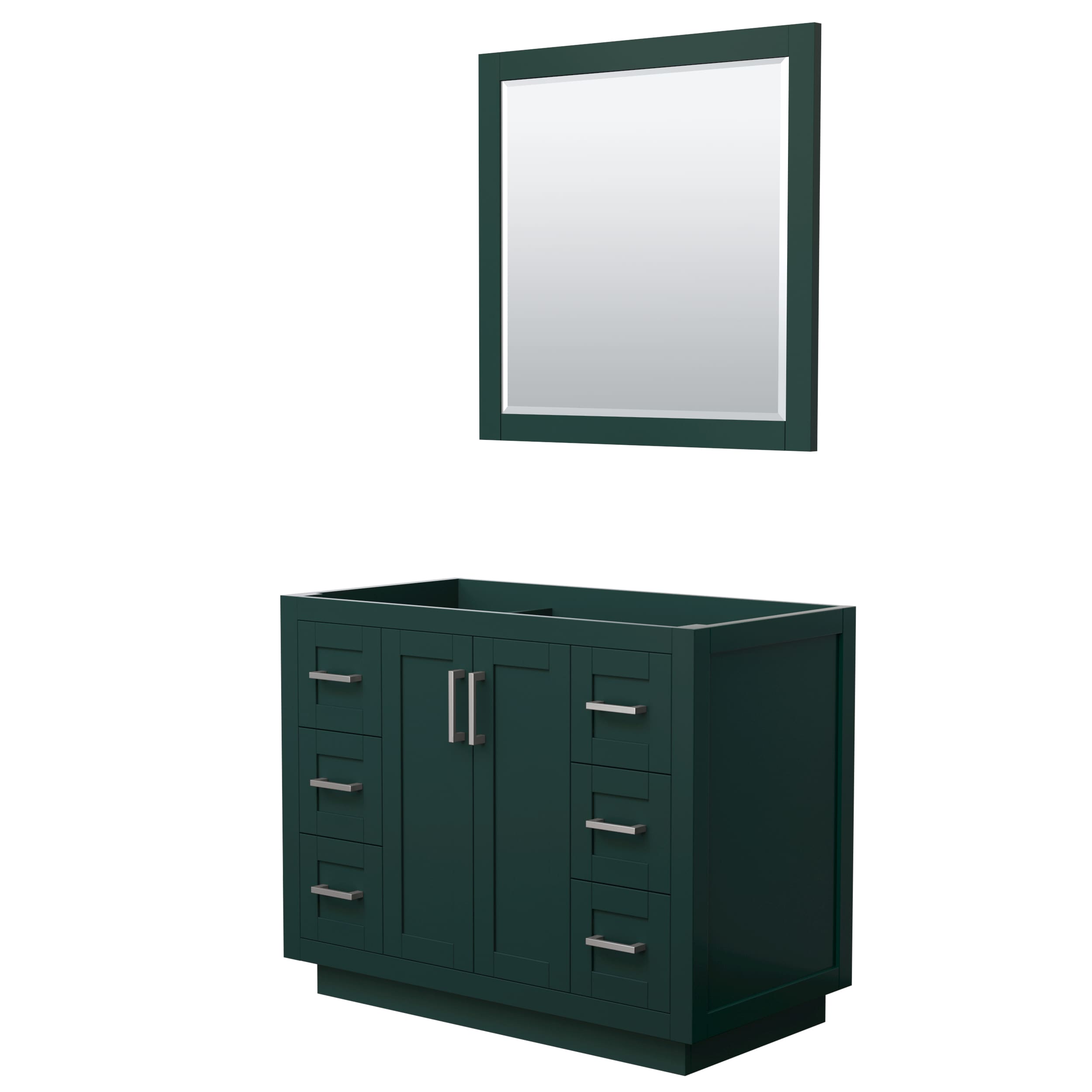 Wyndham Collection WCF292942SGECXSXXM34 Miranda 42-in Green with Brushed Nickel Trim Bathroom Vanity Base Cabinet without Top (Mirror Included)