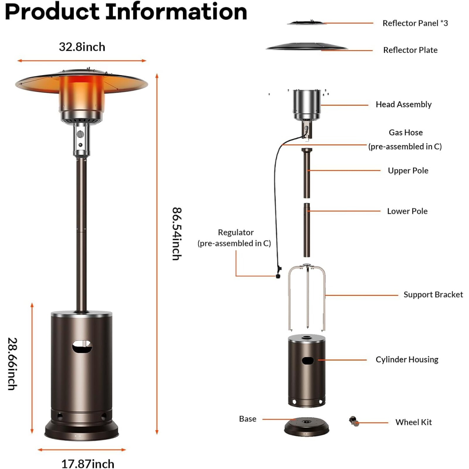 Der Rose LMXPHO-16KY-0910IFUT Outdoor-Gas-Patio-Heaters - View #4