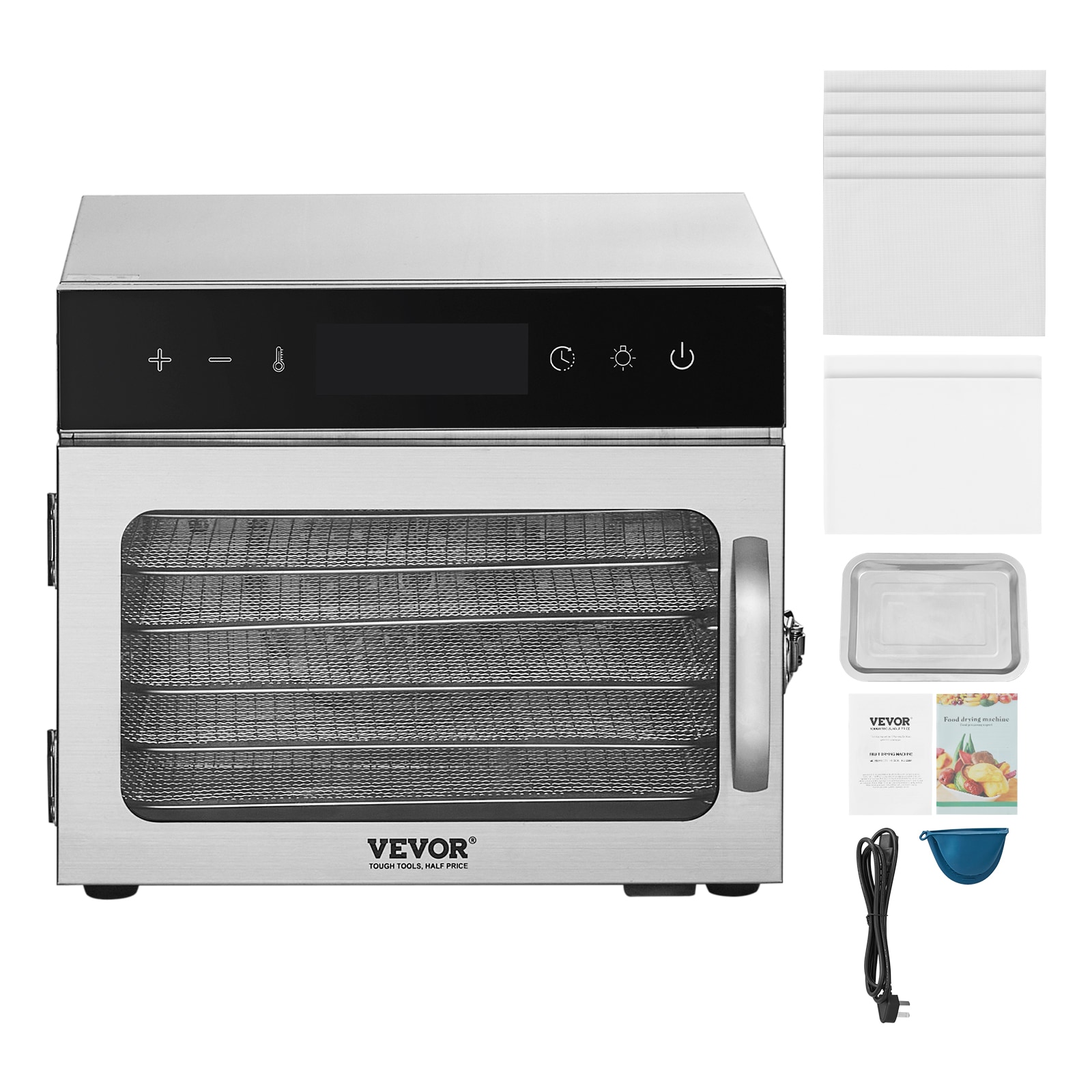 VEVOR SPFG60548700WJZC7V1 6 -Tray Stainless steel Food dehydrator with Dishwasher Safe Parts ( 400 -Watt )