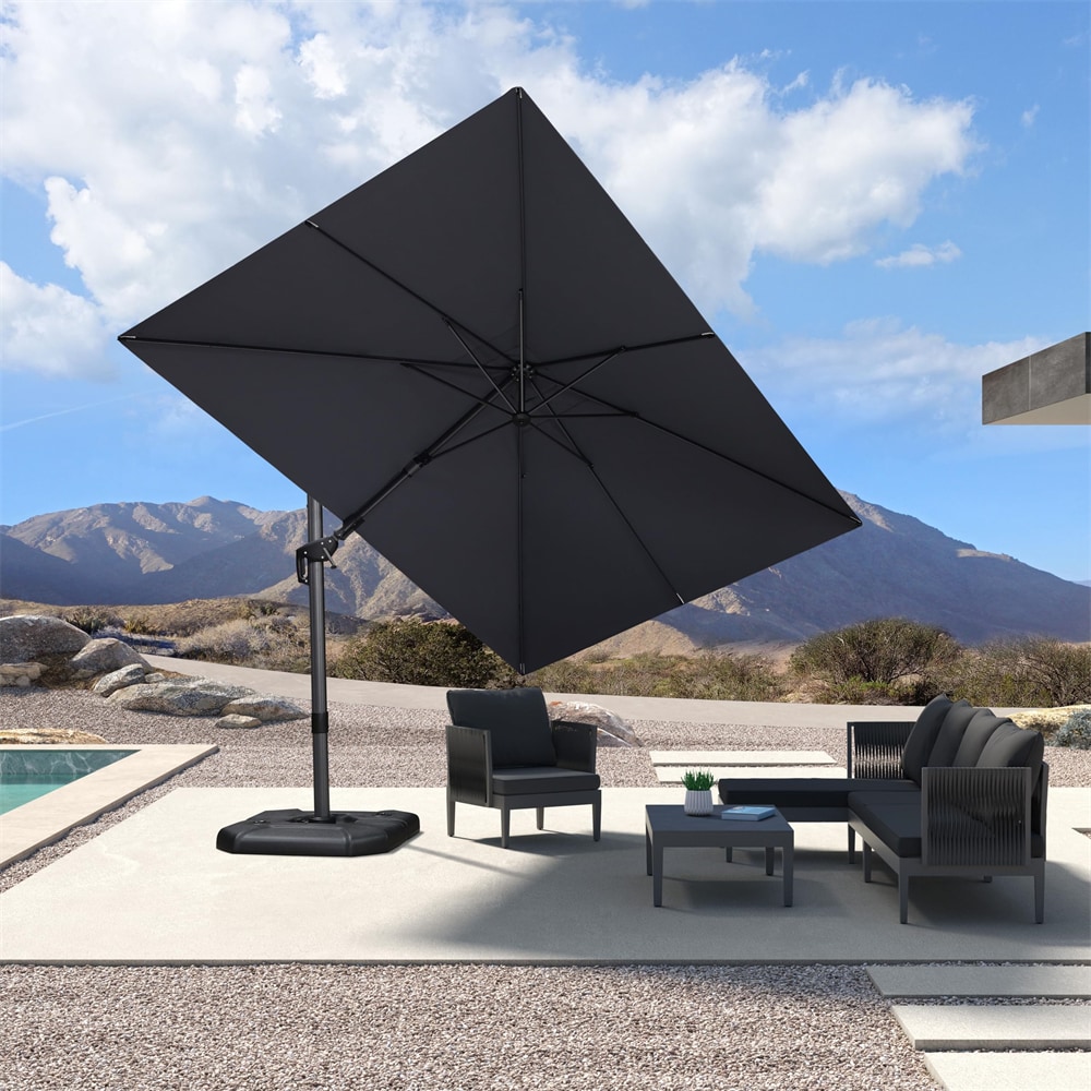 PURPLE LEAF LS04XHRCDXZ0811-LG 8-ft Aluminum Light gray Crank Cantilever Patio Umbrella