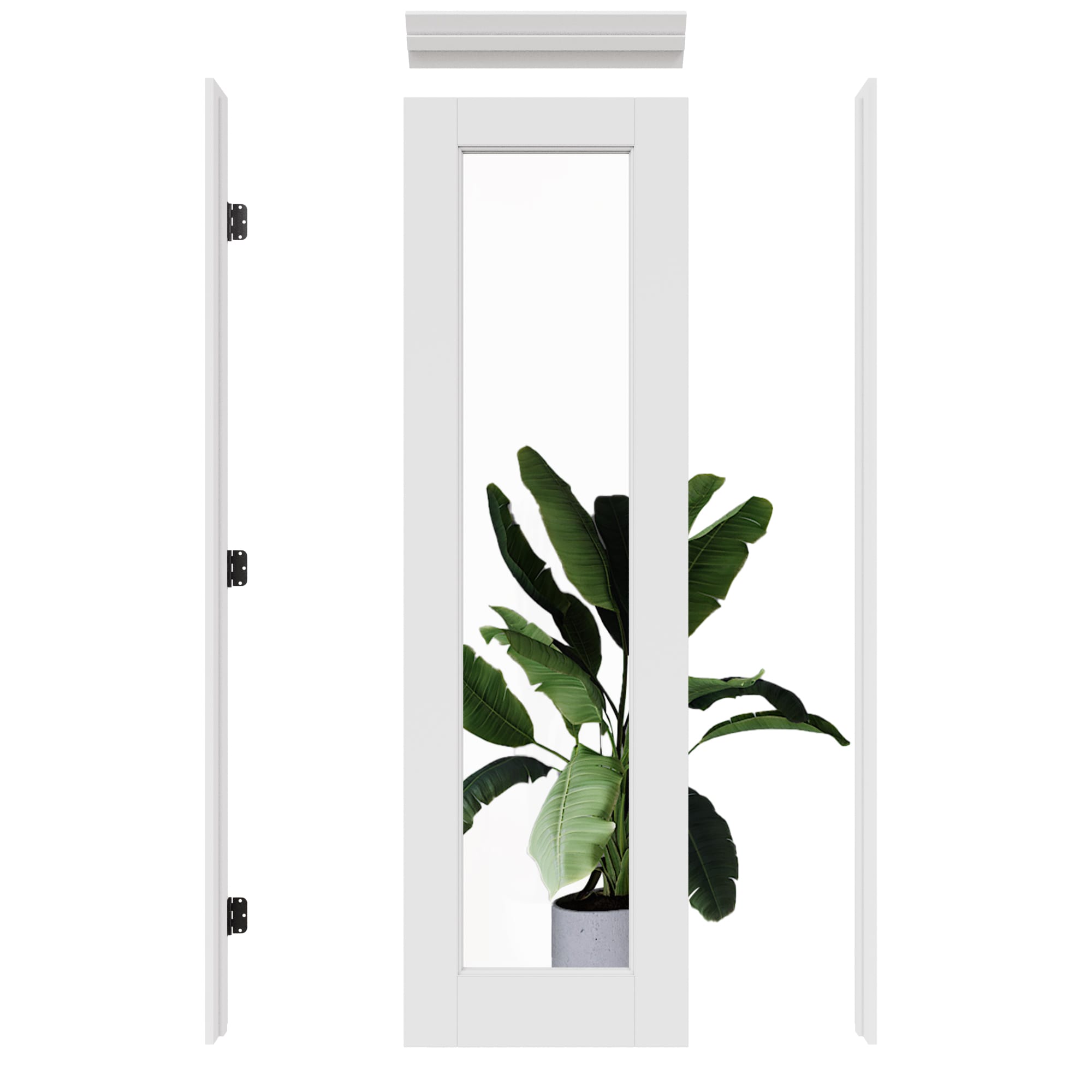 JUJUBON IN-PRE1C-24-L 24-in x 80-in White Quickly Assemble Jamb Solid core 1-panel Clear glass Left hand Smooth Prefinished MDF Flat Jamb Single Prehung Interior Door