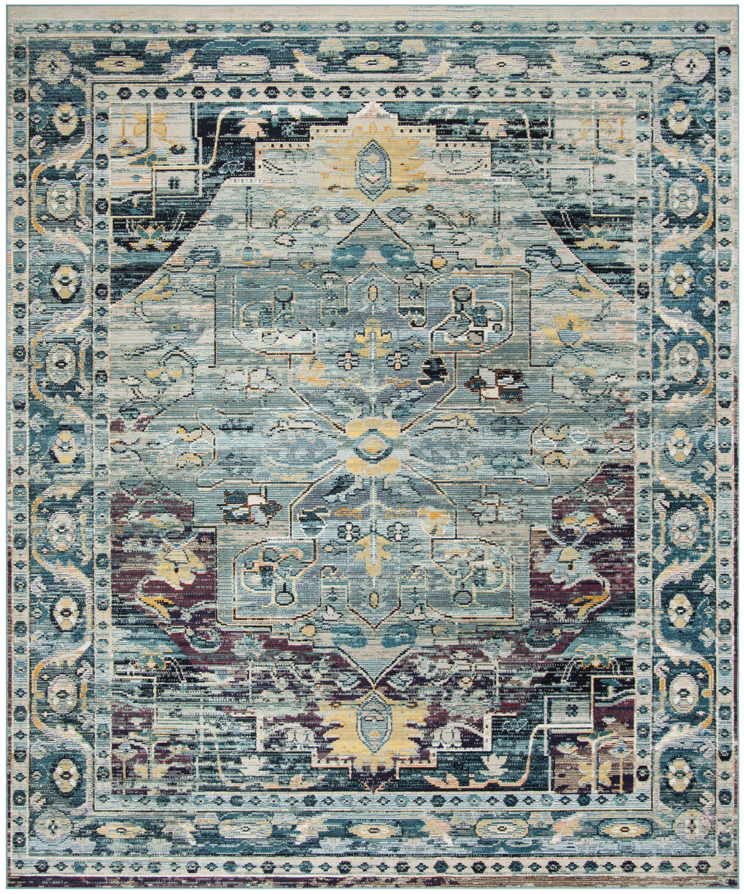 Safavieh Crystal Lucca 4 x 6 Teal/Purple Indoor Distressed/Overdyed Vintage Area Rug