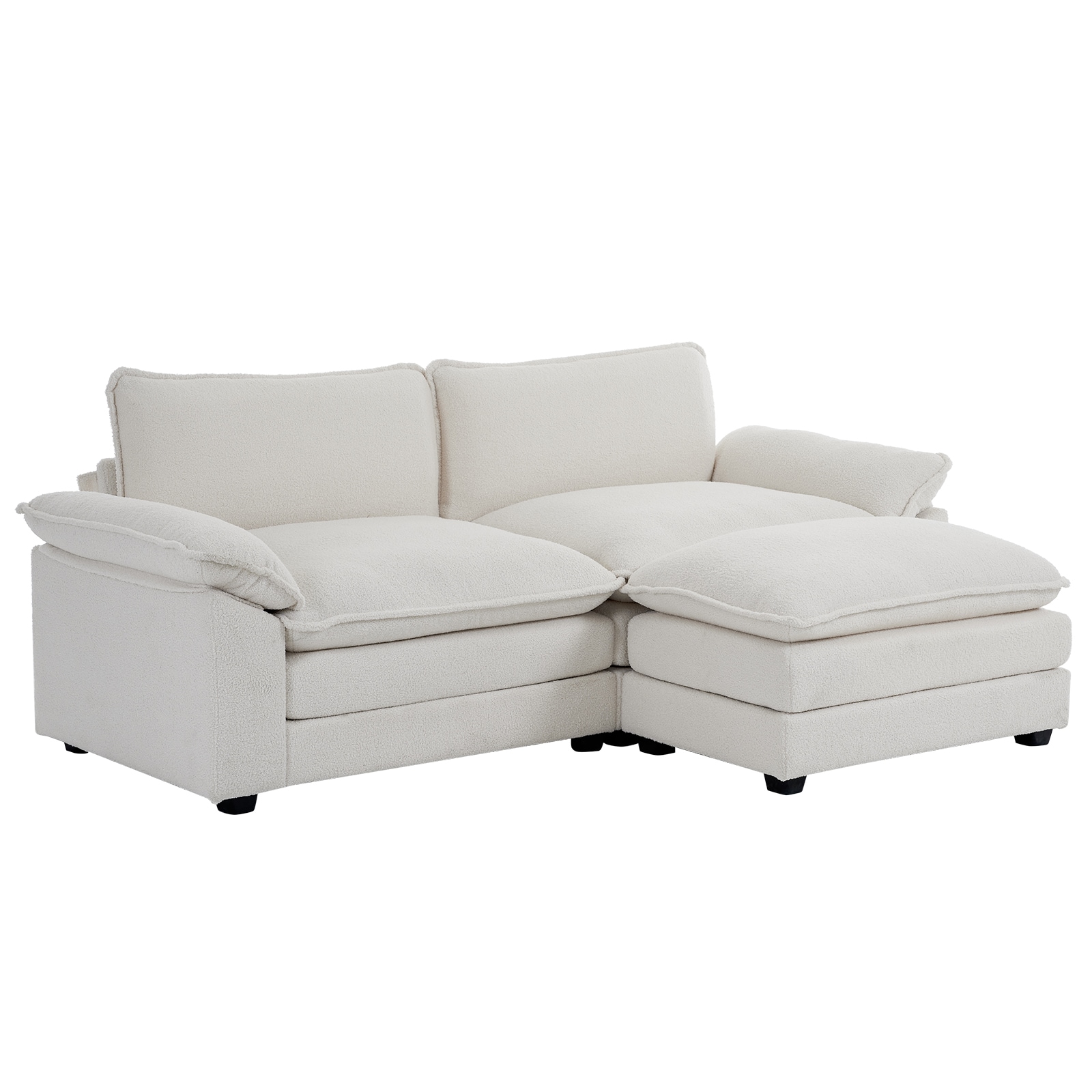 Outopee L1G52002552-53 85.4-in Modern White Chenille Sectional