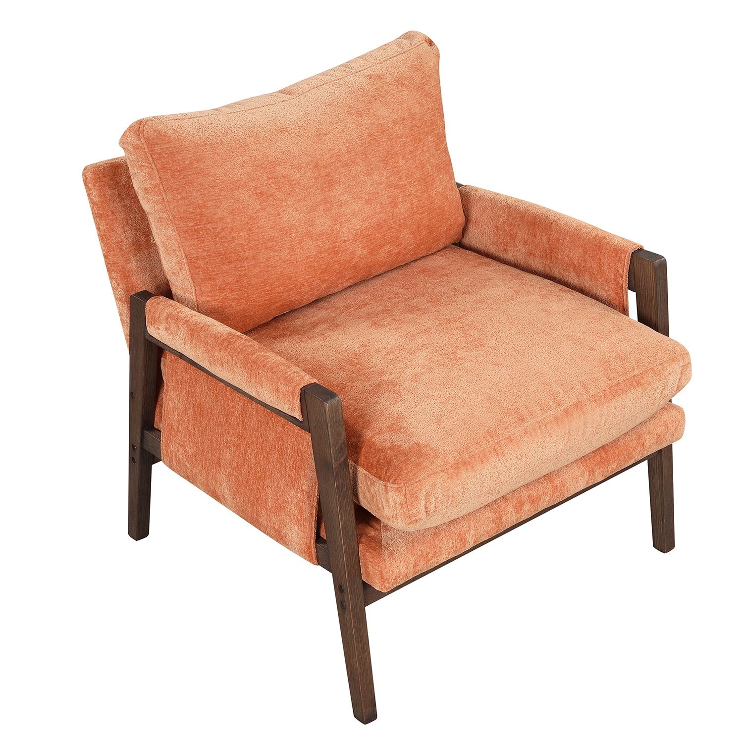 Bybafun YA3700185 Midcentury Orange Velvet Accent Chair