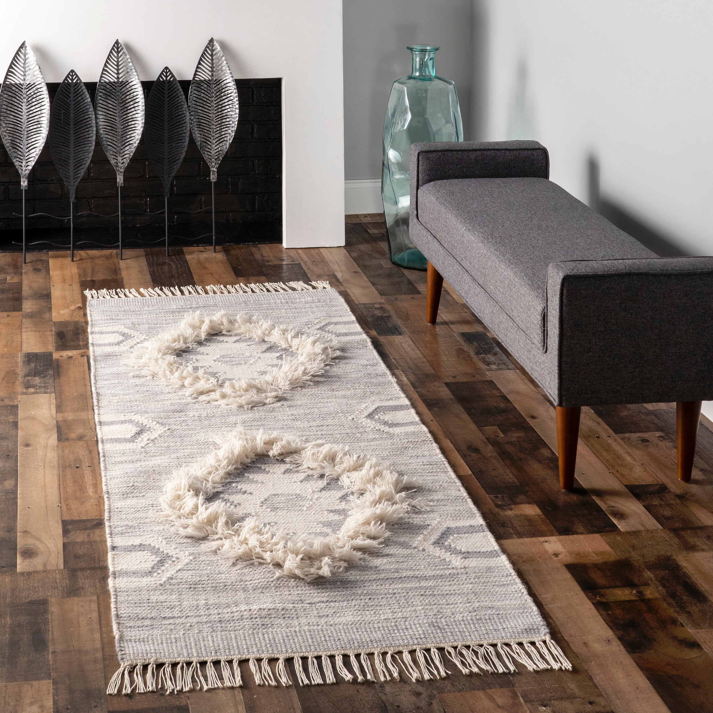 nuLOOM SPMO01D-2608 Savannah 2 x 8 (ft) Wool Light Gray Rectangular Indoor Geometric Runner rug