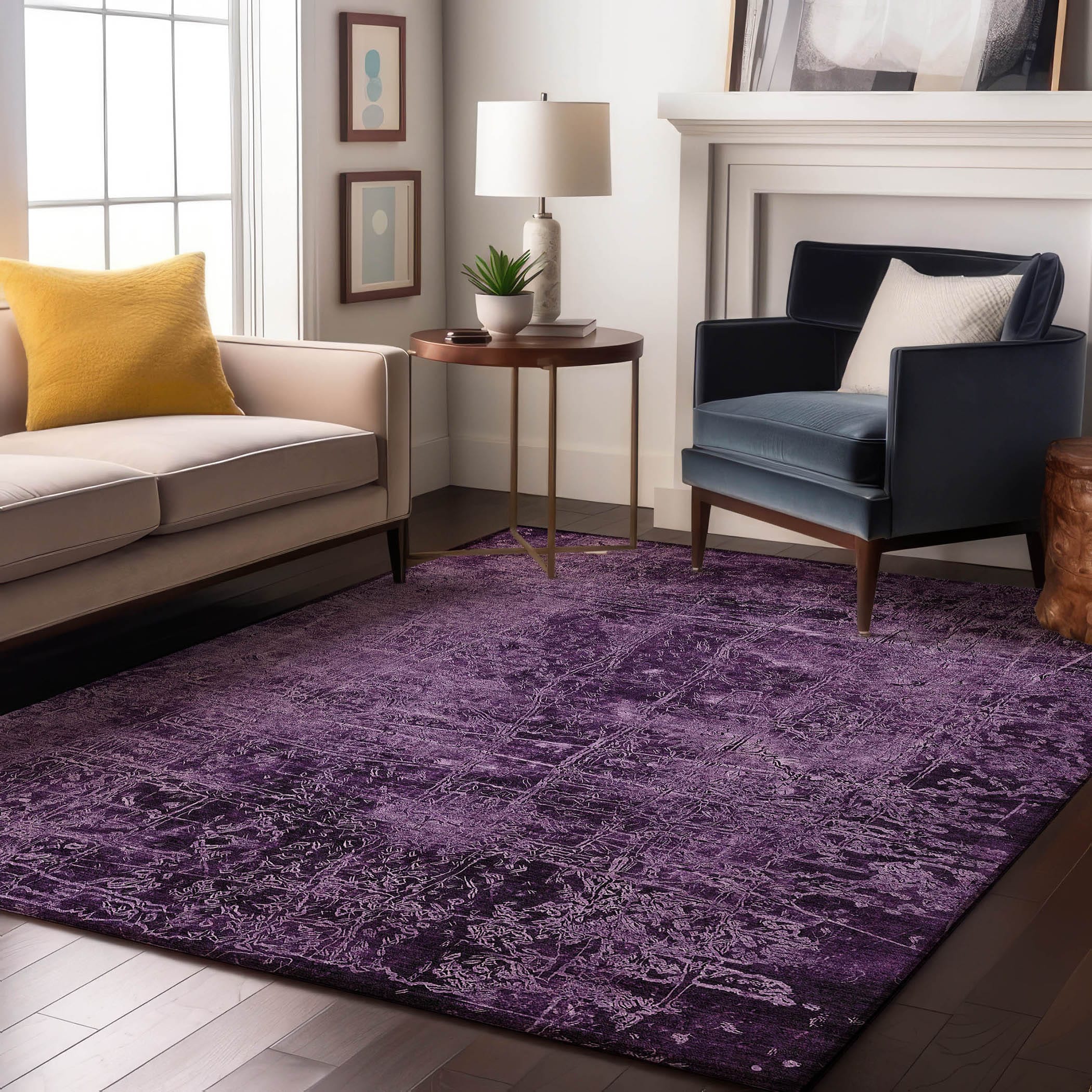 Addison Rugs AMF514PP9X12 Mayfield AMF514PP 9 x 12 (ft) Loomed Polyester Purple Rectangular Indoor Abstract Machine washable Area rug