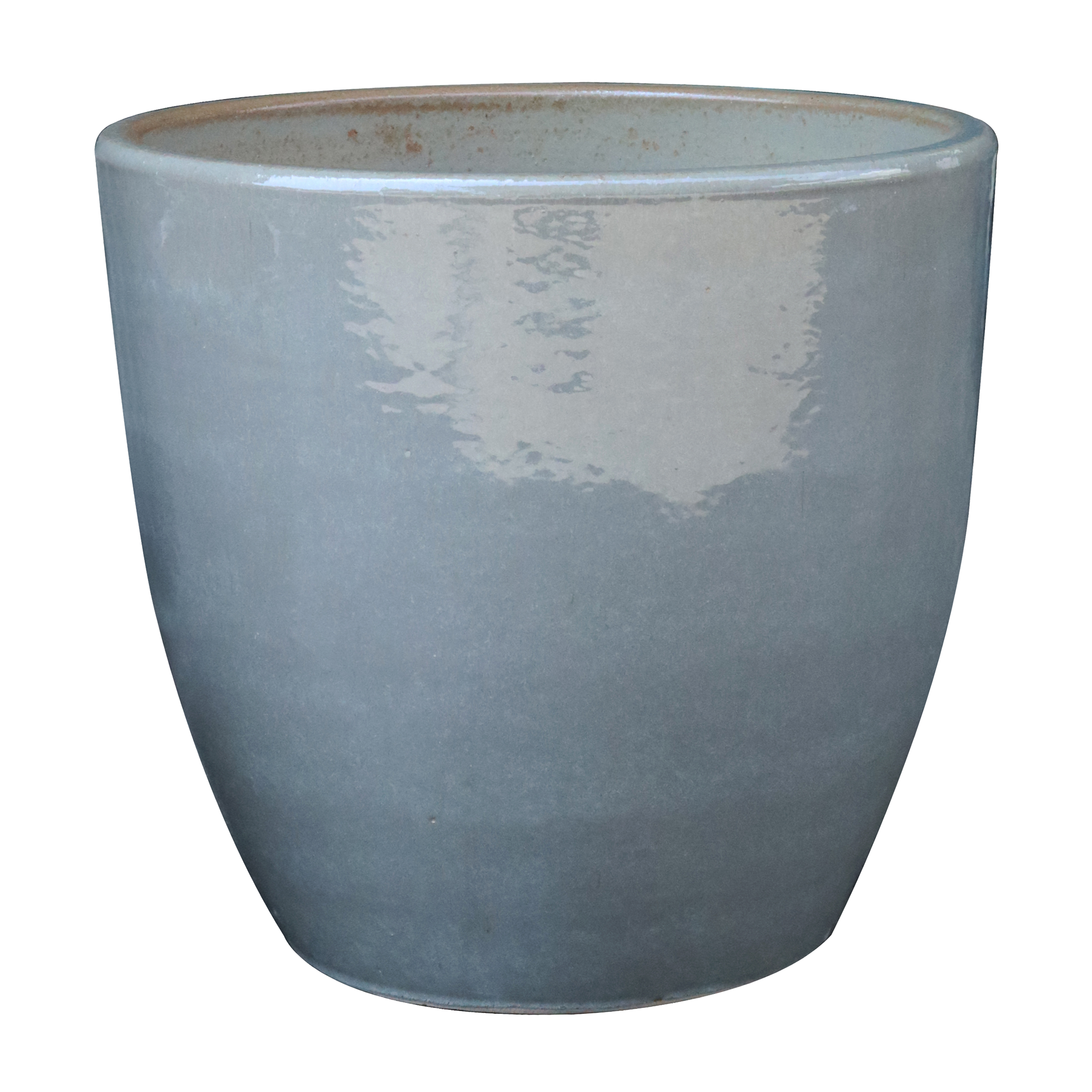 allen + roth GO2025-133 Round 7.48-in W Small Gray Glazed ceramic Indoor/Outdoor Planter with Drainage Holes