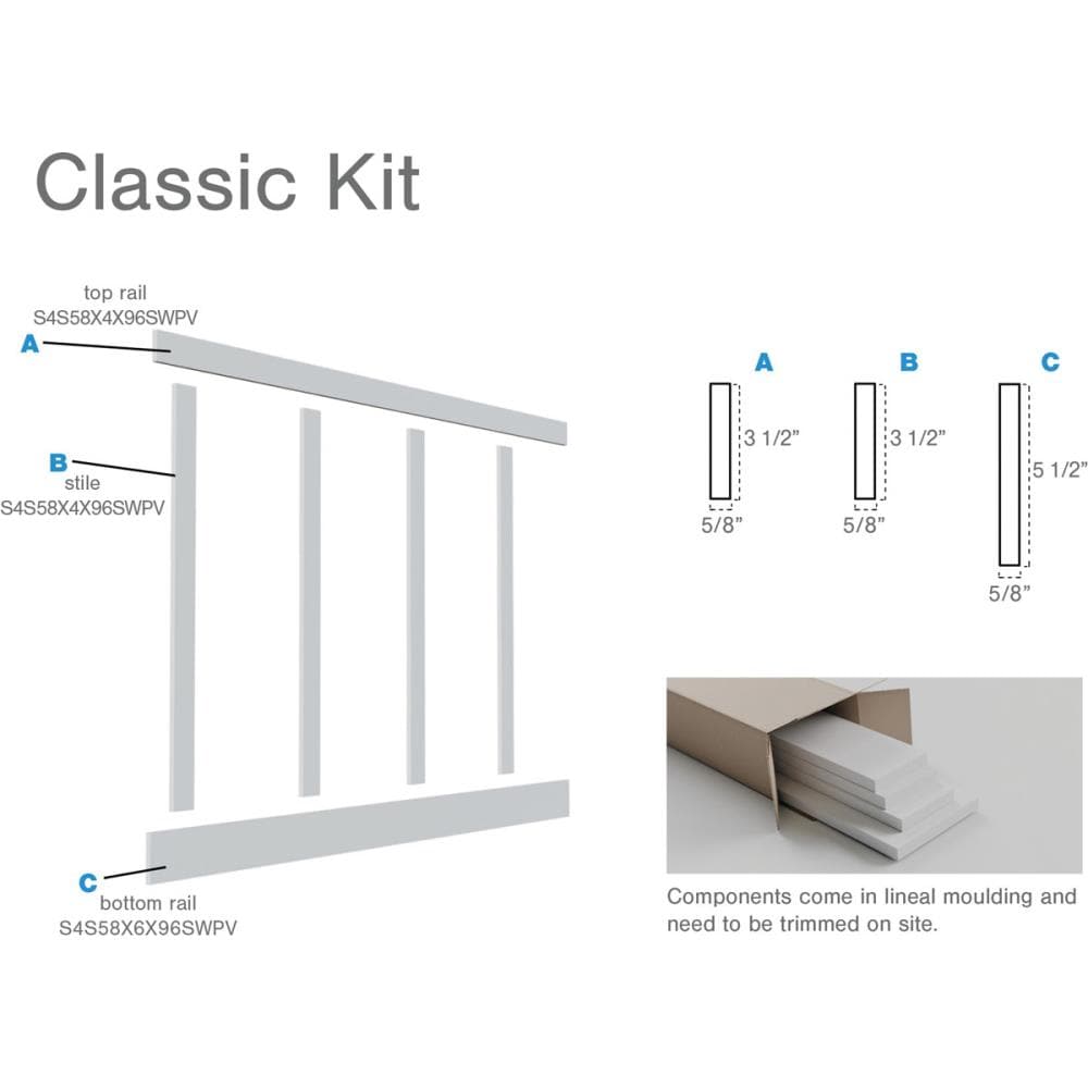 Ekena Millwork WPKP104X04CS Smooth White PVC Wainscoting