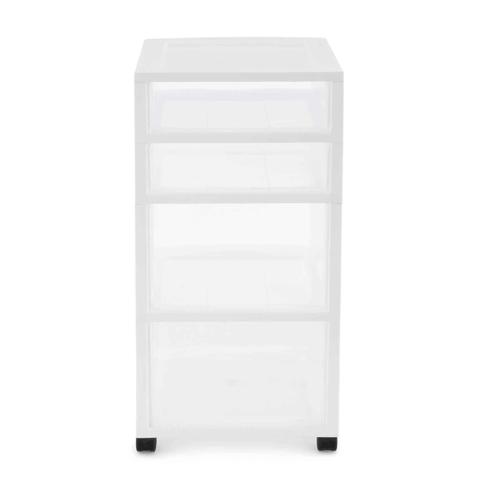  Gracious Living Resin Clear 4 Drawer Storage Chest System with  Removable Rolling Casters for Garage, Basement, Utility Room, and Laundry  Room, White : Home & Kitchen