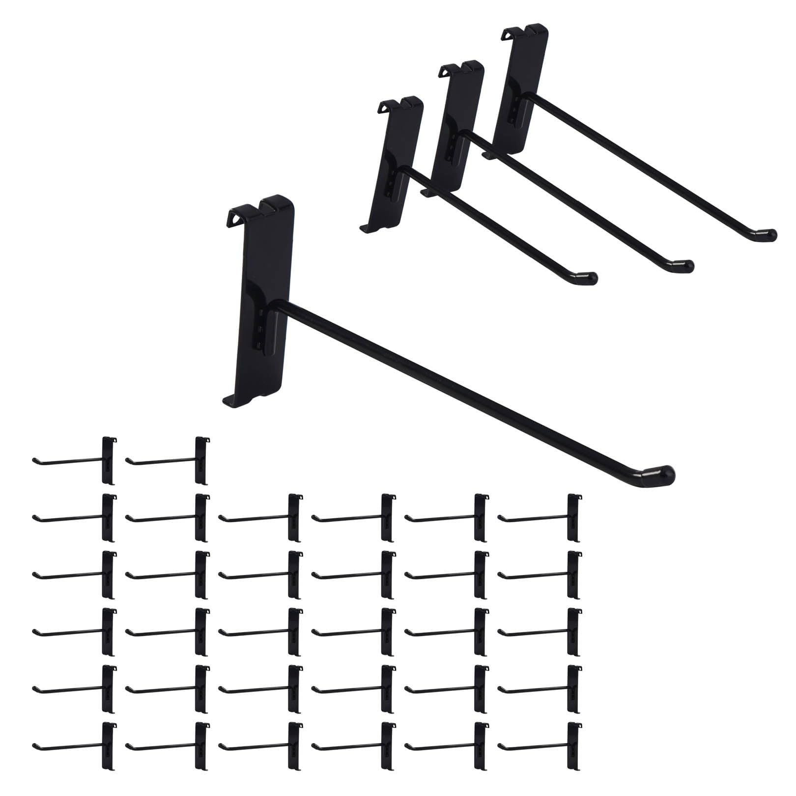 Etokfoks  6 in 94 Degree Metal Gridwall Display Hooks 32 Pack with Anti Slip Caps 20 lb Capacity