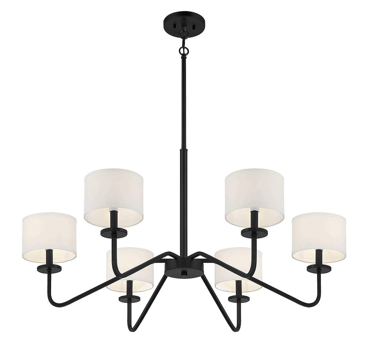 Matte Black 6-Light Candelabra Chandelier with Easy Installation