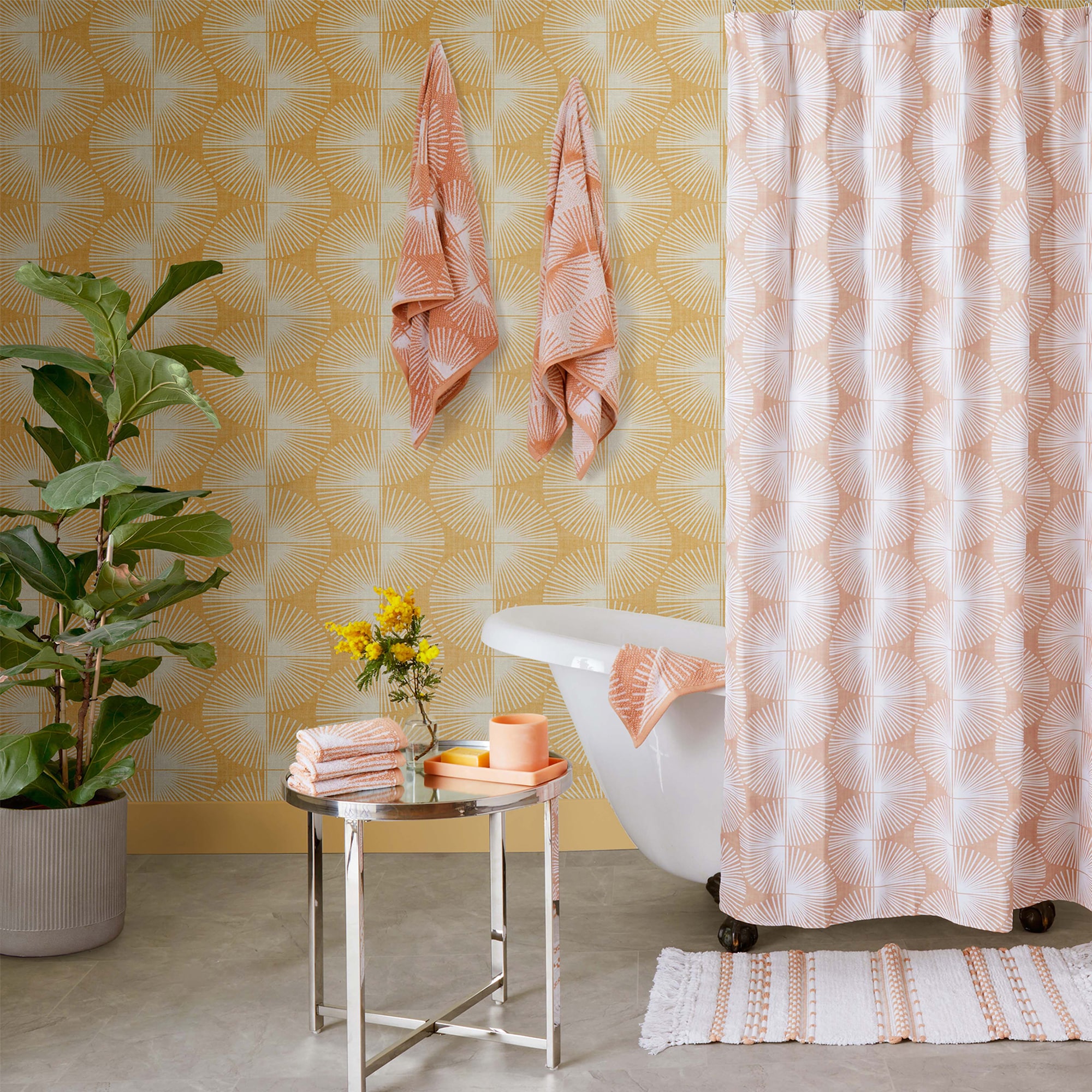 Turmeric Yellow and Cream Geometric Peel and Stick Wallpaper