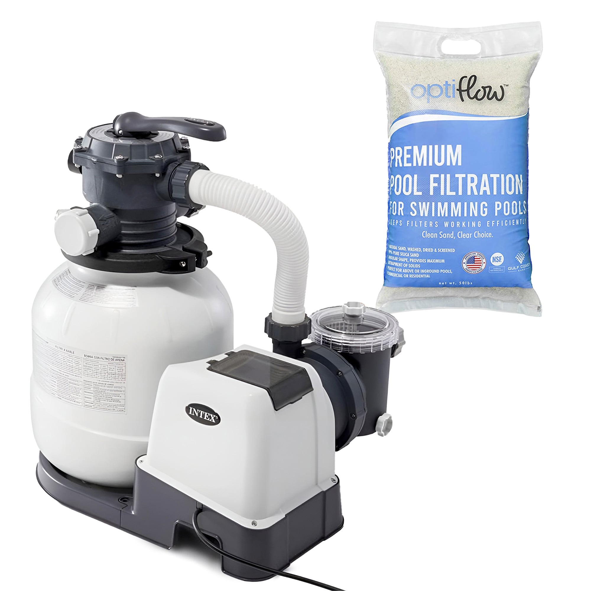 Intex  Krystal Clear 2100GPH Sand Filter Pump and OptiFlow Premium Pool Filter Sand