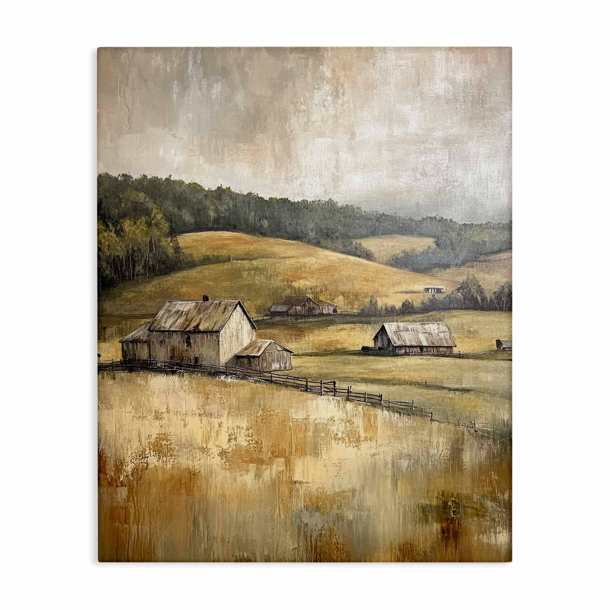 Stupell Industries BT-837-CN-30X40 Rustic Farmland and  Rolling Hills Canvas design by Petal Prints Design