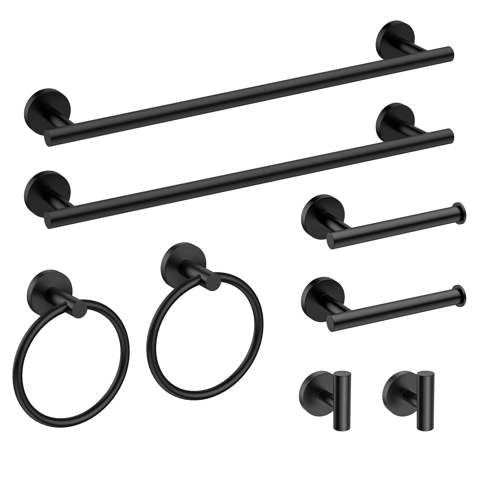 TNSO - Matte Black 18 Inch 8PCS Matte Black 4 Piece Bathroom Hardware Set SUS304 Stainless Steel ...
