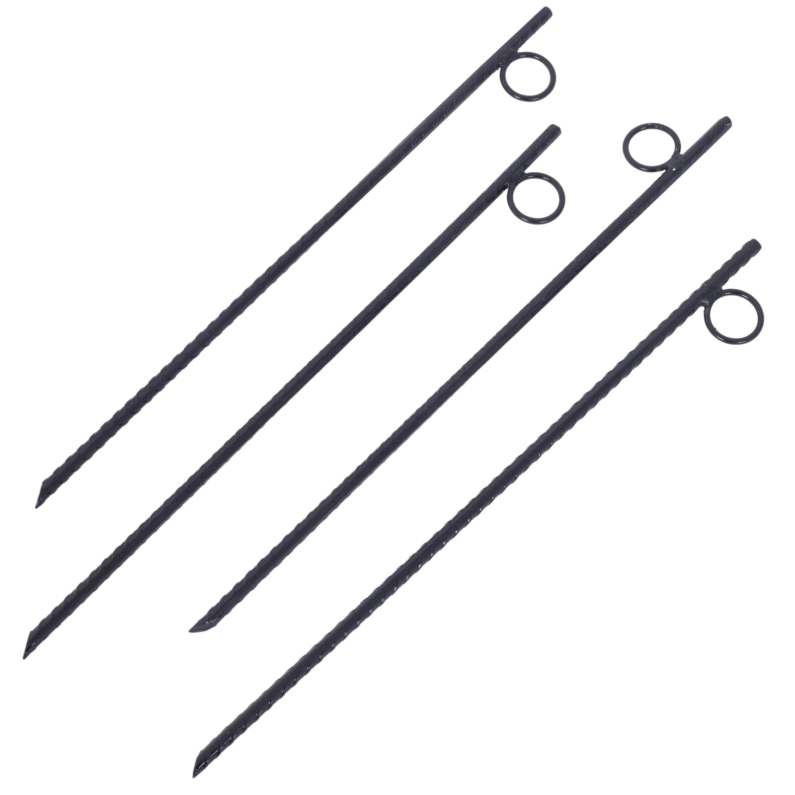 Tatayosi JJ573147 Rebar stake with loop 4pcs Grip Rebar 3/8x 18 Inch Steel Durable Heavy Duty Tent Canopy Ground Stakes with Angled Ends and 1 Inch Loops for Campsites and Canopies