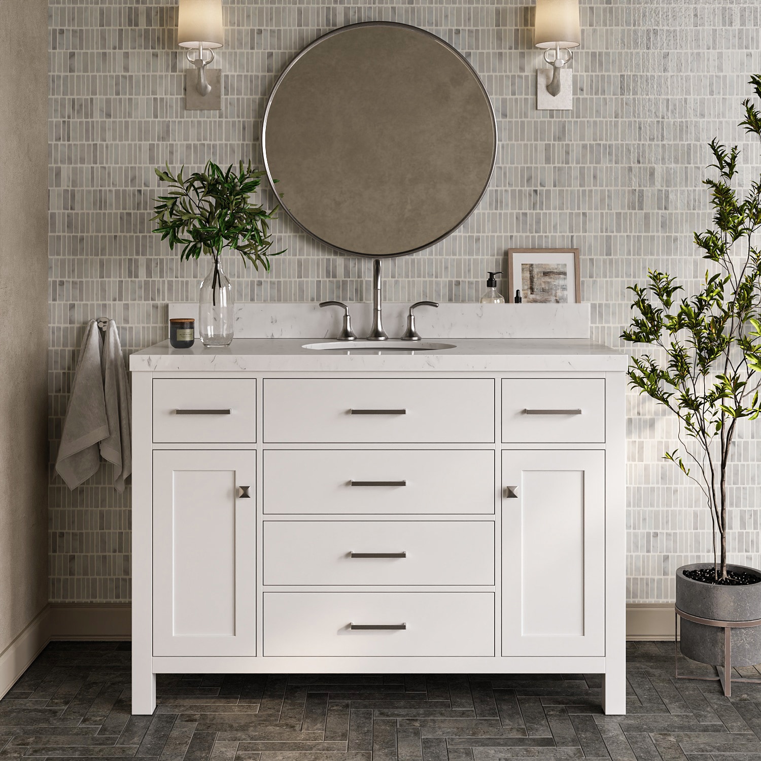 ARIEL Bristol Undermount Bathroom Vanity with Marble or Quartz Top