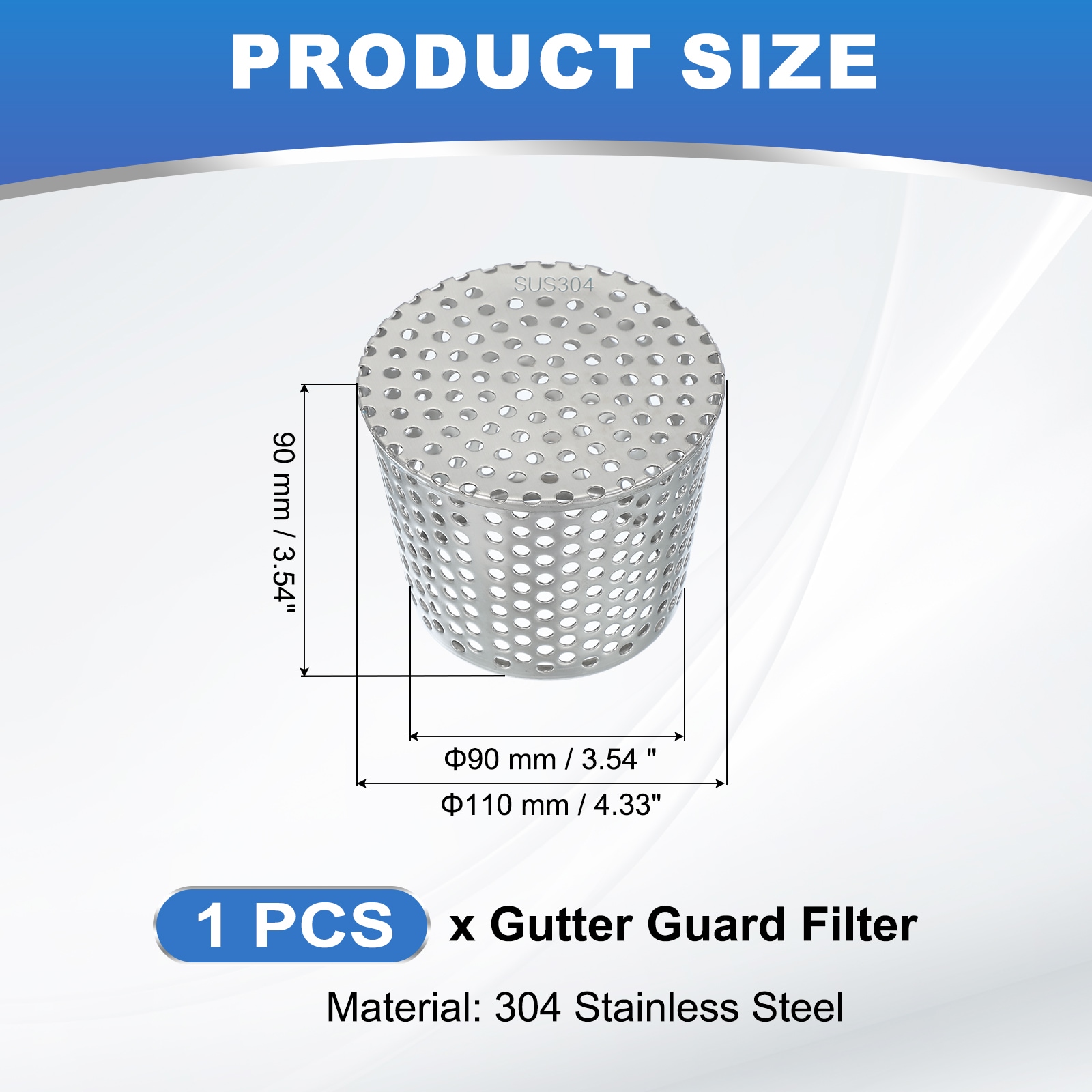 PATIKIL Gutter Guard Filter 4.3-3.5 Inch PVC Termination Cap Mesh ...