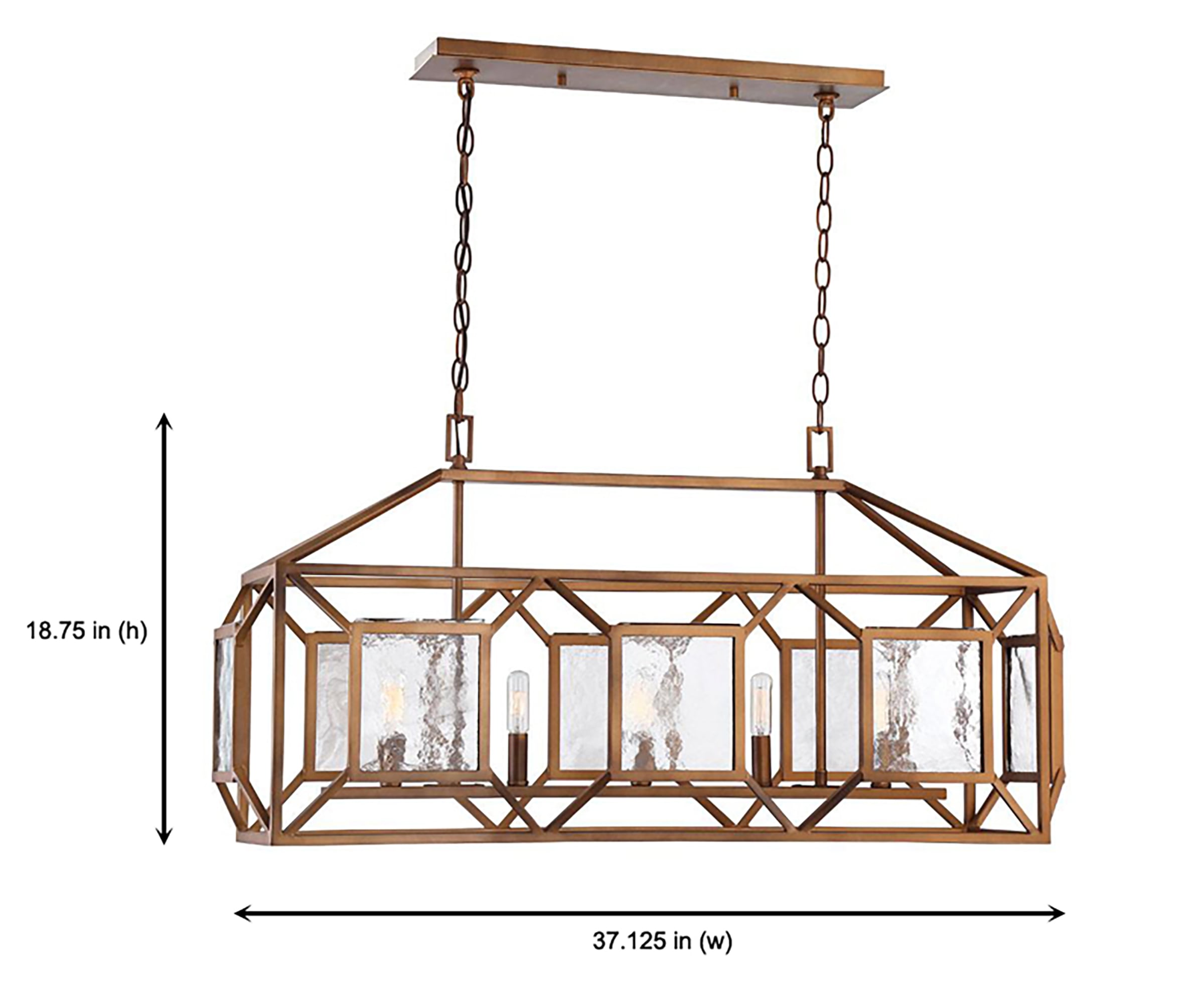 Athina Gilded Bronze Glass 5-Light Island Chandelier