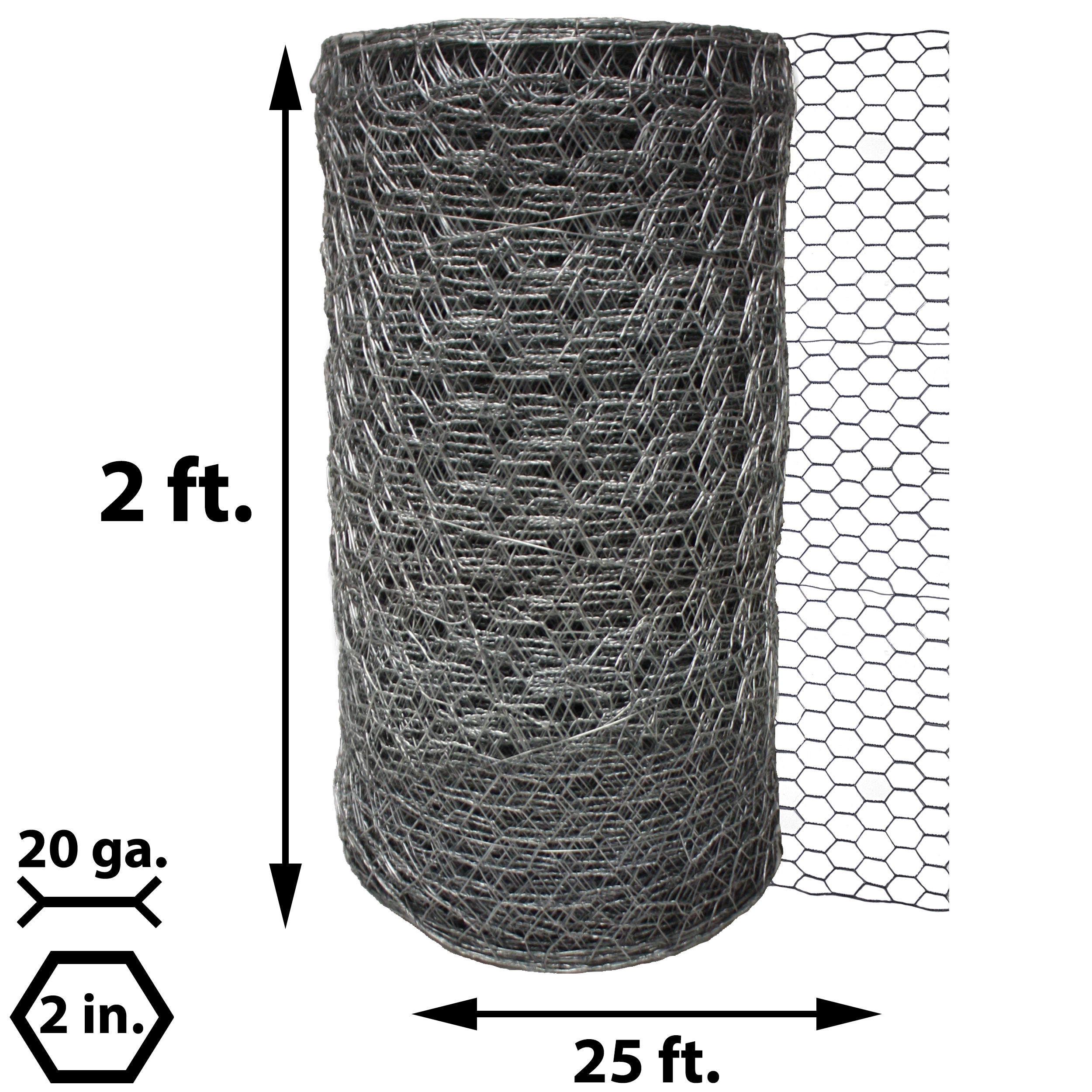 Acorn International 2-ft 20-Gauge Silver Galvanized Steel Poultry Netting Rolled Fencing with Mesh Size 2-in