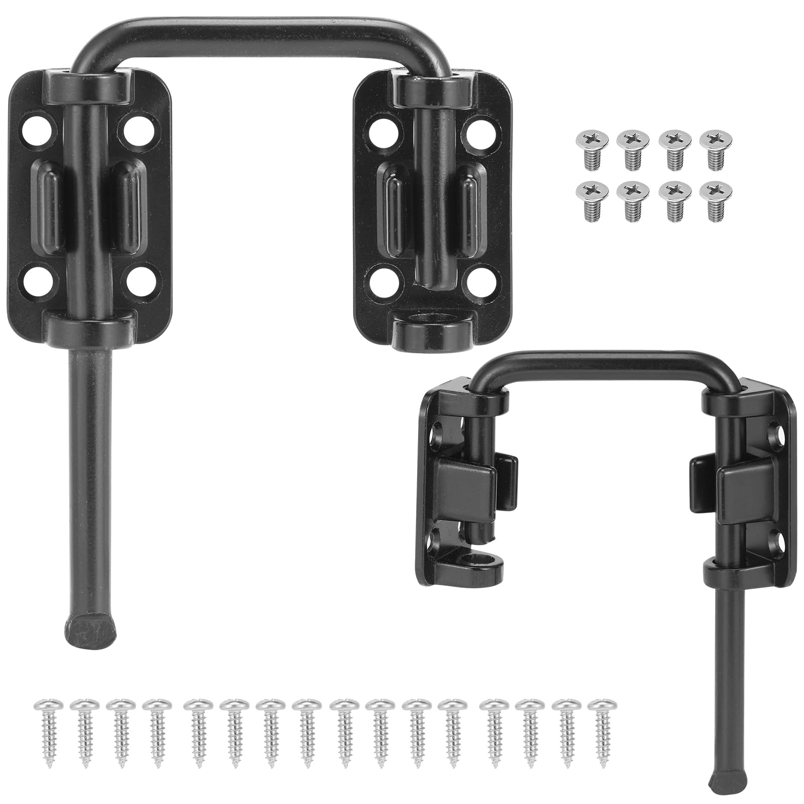 Vrbgify  Sliding Glass Door Lock Patio Sliding Door Child Lock and Loop Latch Flexible for Uneven Doors Hardened Steel Extra Home Security Black