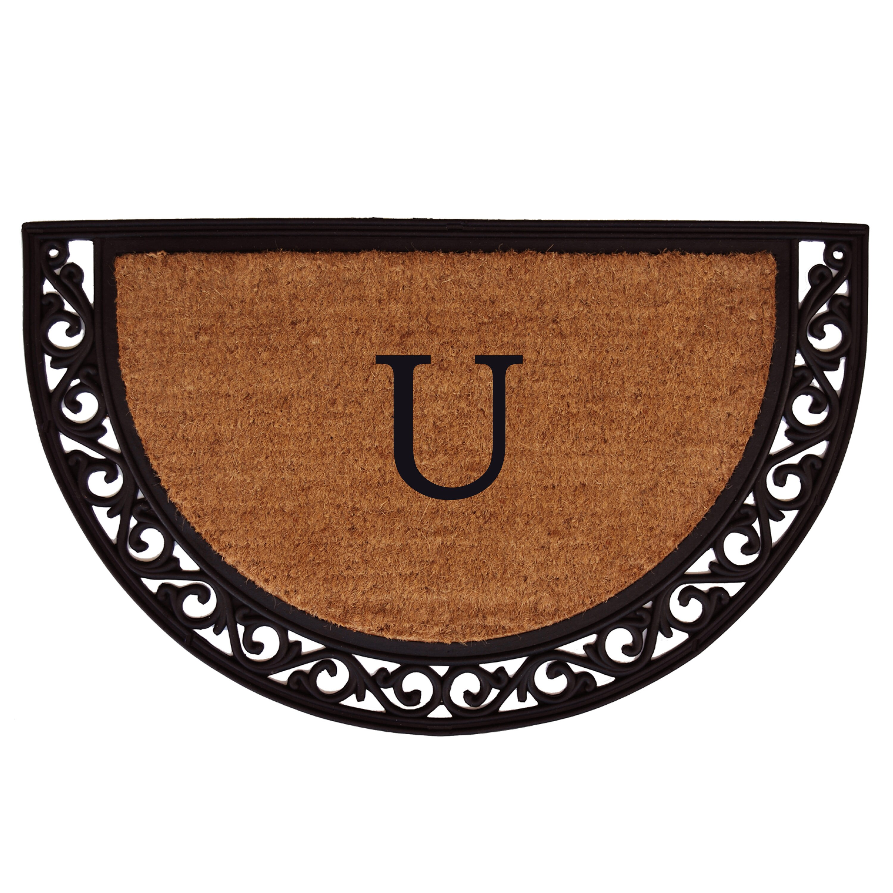 Callowaymills 100102436U 2-ft x 3-ft Natural/Black Coir/Rubber Half-round Indoor or Outdoor Decorative Door Mat