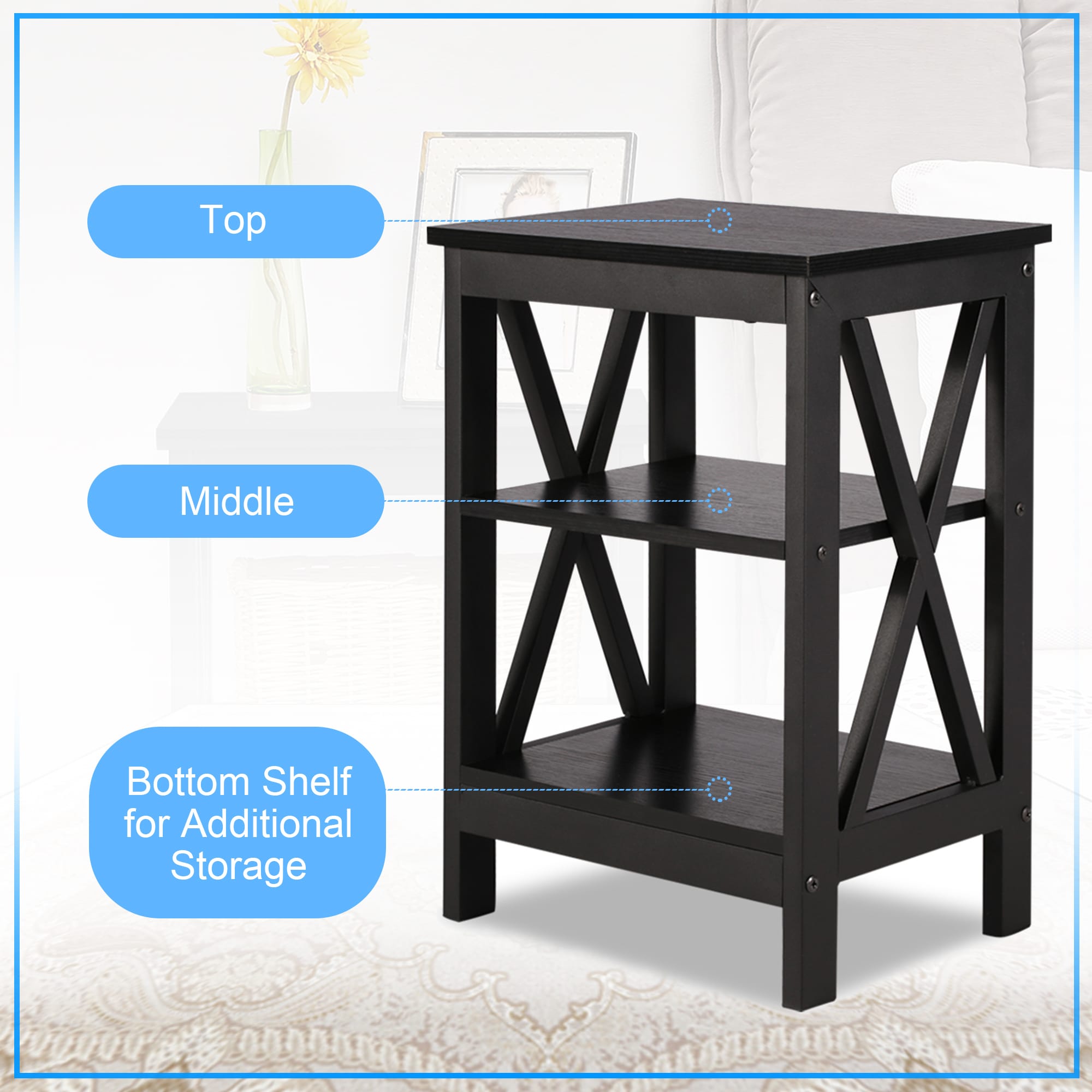 Vecelo LOE-DC-T06-BLACK nightstands - View #4