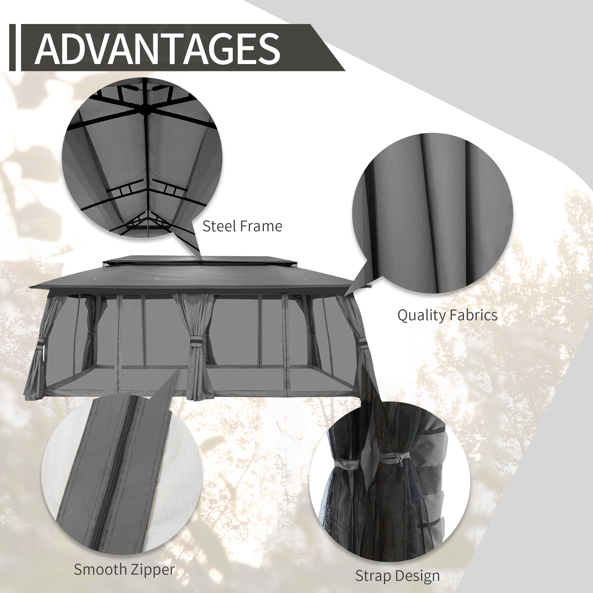 Gardenbee HGL-J23-GRY Wood-Resin-Gazebos - View #5