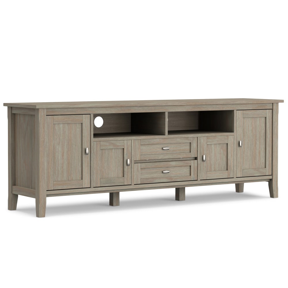 Simpli Home AXWSH003-72-GR Warm Shaker Transitional Distressed Grey Tv Stand (Accommodates TVs up to 80-in)