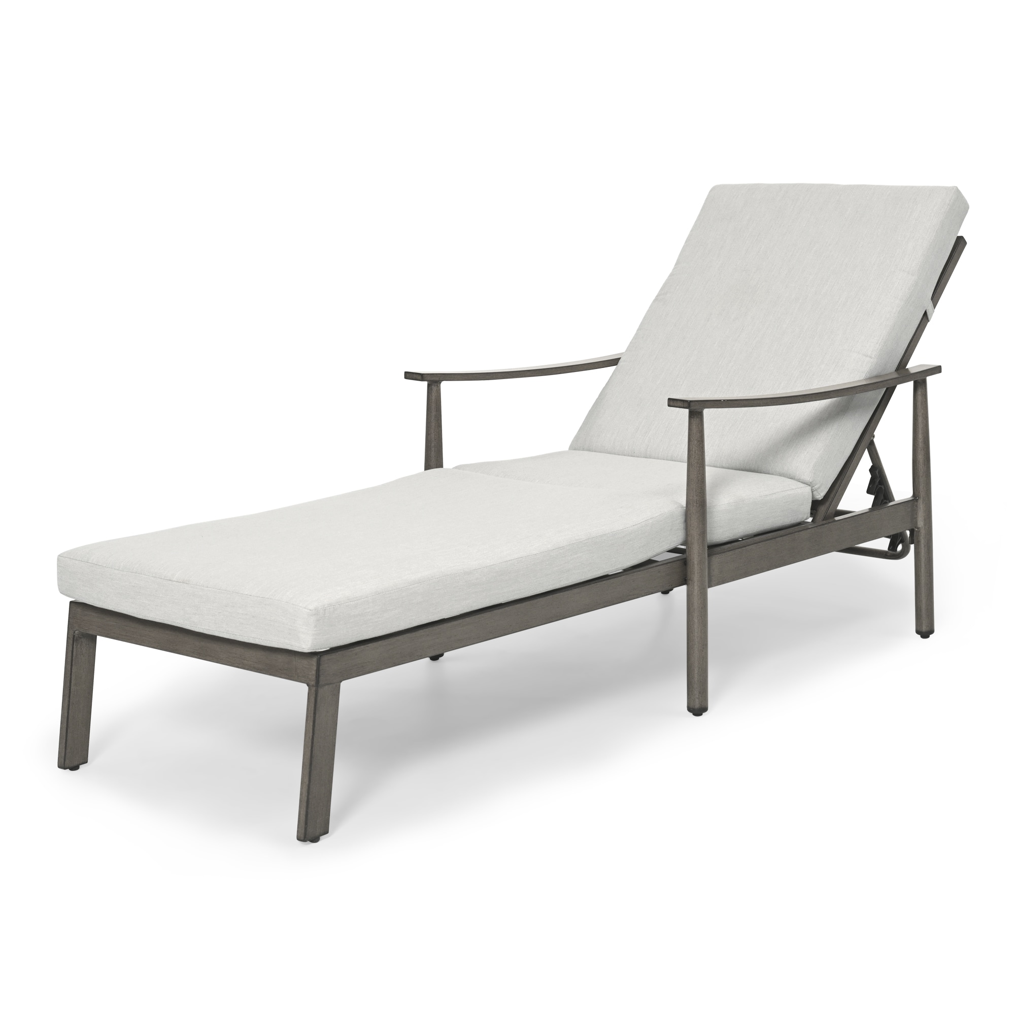  EL-VTY1-GG-B-WL3 SleekLine Gray Aluminum Frame Stationary Chaise Lounge Chair with Gray Slat Seat