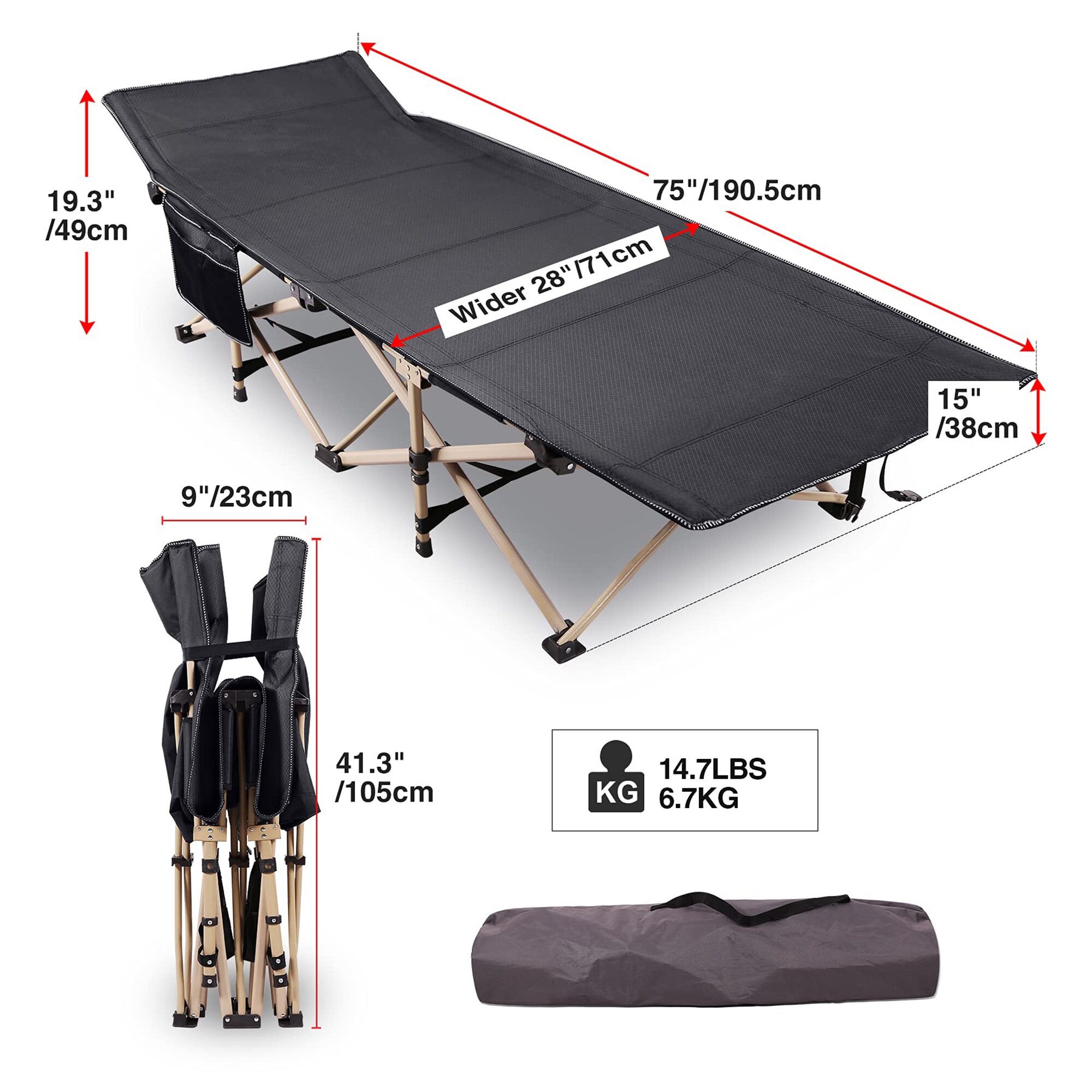 Wildaven Folding Polyester X-large Cot (500-lb Capacity) in the Cots  department at