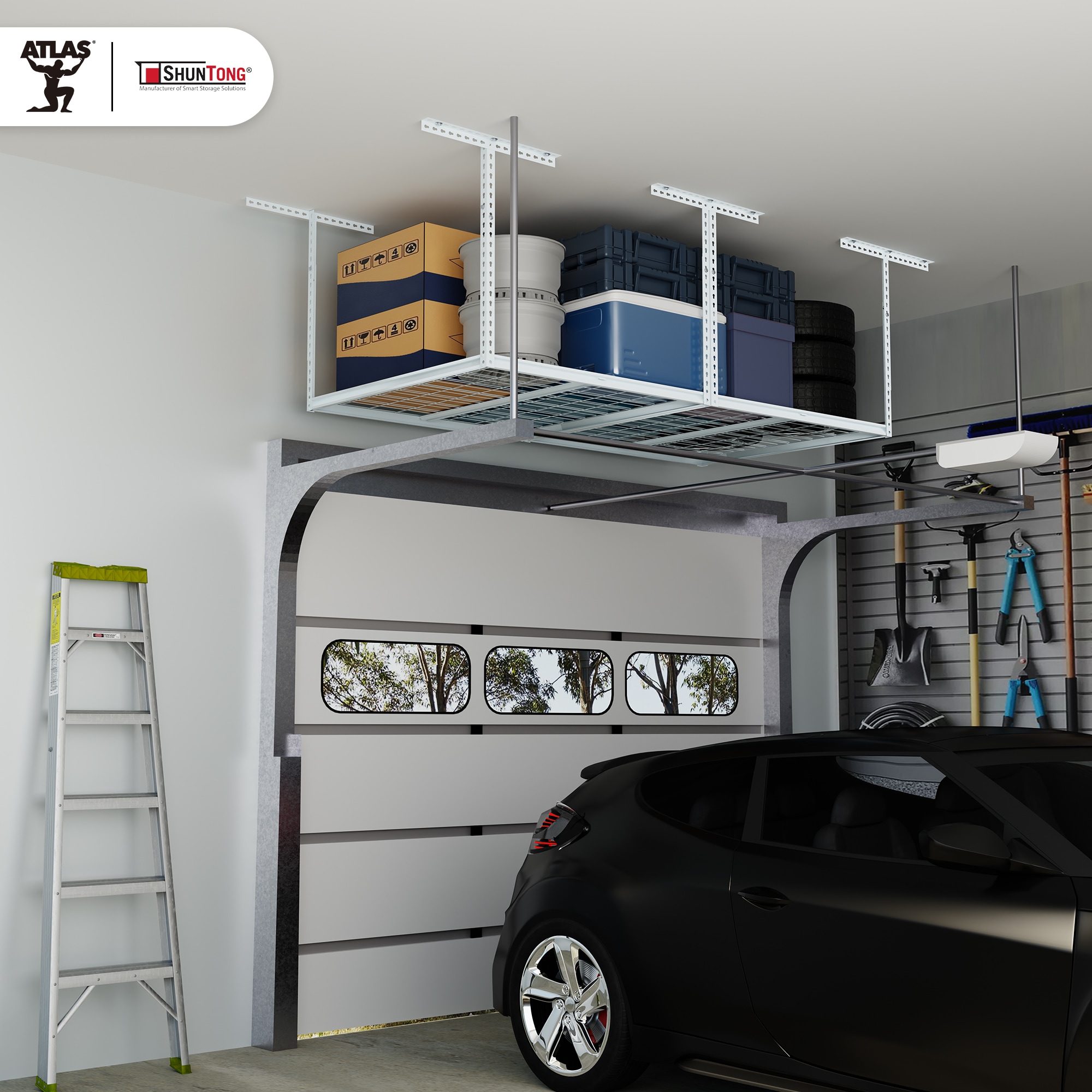 Shuntong AT-OH48PRO-WH Overhead-Garage-Storage - View #2