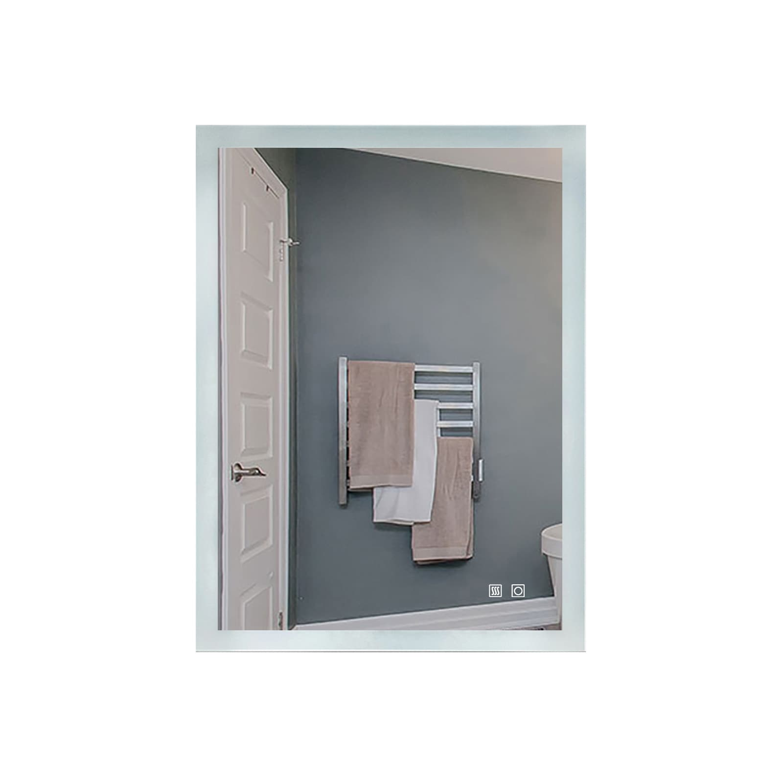 ExBrite JS-3036R-B4-X-E Xero 30-in x 36-in Beveled Frameless Rectangle Dimmable Lighted Fog Free Bathroom Vanity Mirror ( White )