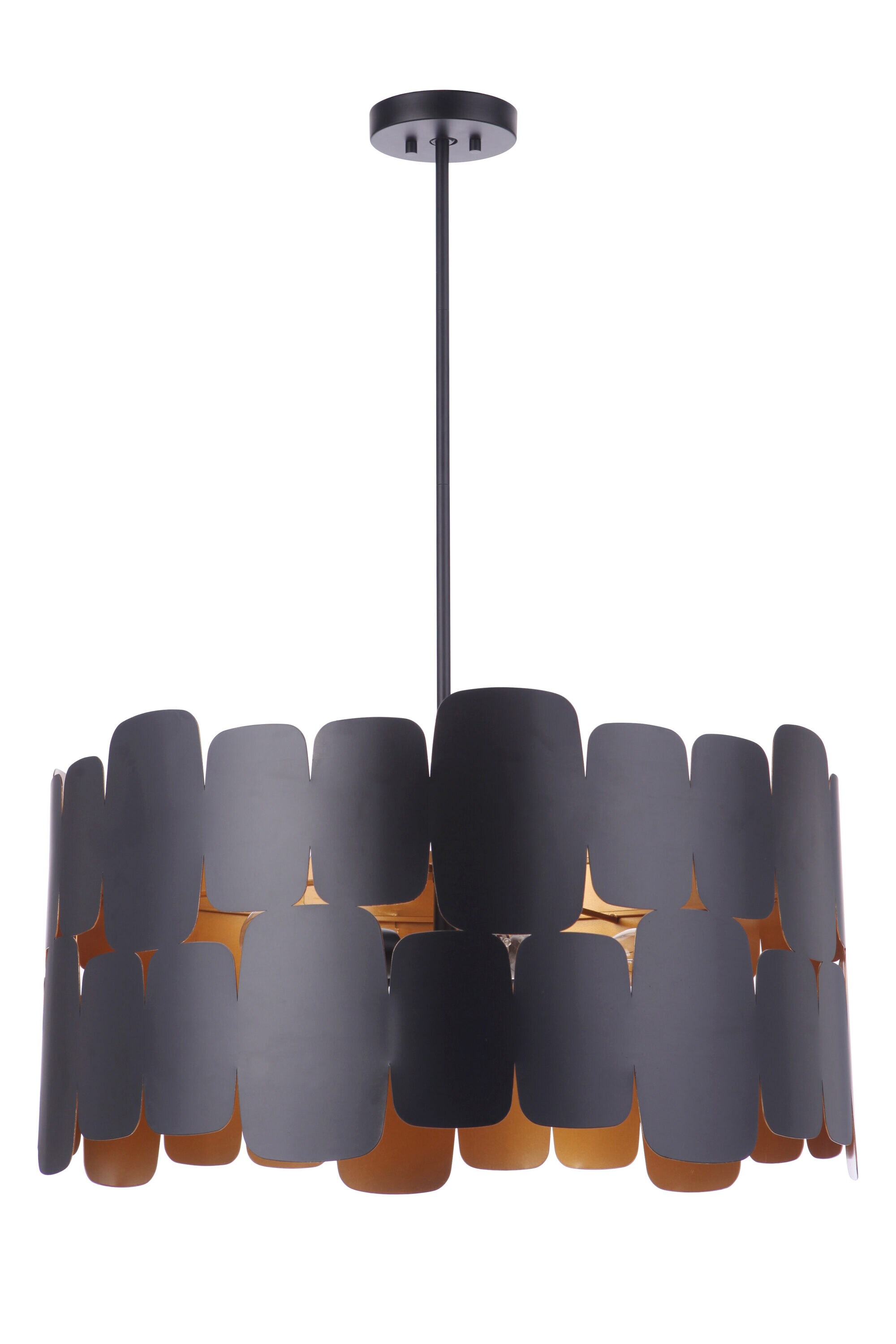 Craftmade 56695-FBGLR Sabrina 5 -Light Flat Black/Gold Luster Modern/contemporary Drum Medium Indoor/Outdoor Hanging Pendant light