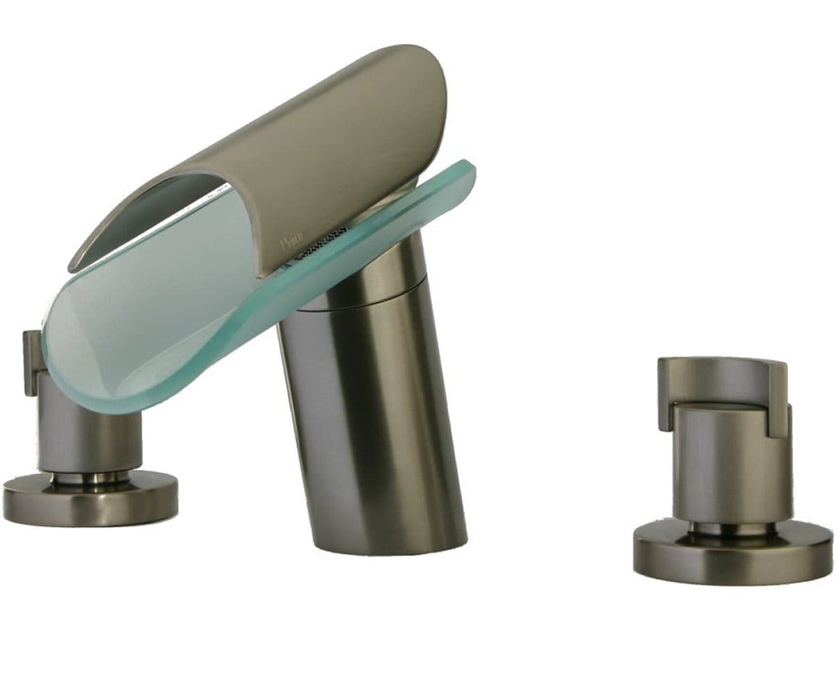 Morgana Brushed Nickel and Glass Widespread Bathroom Faucet