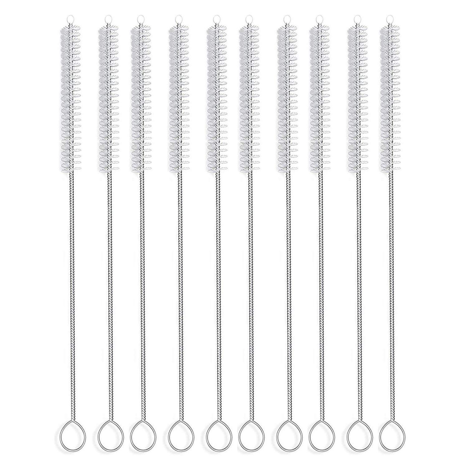Oyezvary  Straw Brush Cleaner 10 Pack Flexible Nylon Pipe Tube Cleaning Brushes with 0 4 Bristles Rust Proof Stainless Steel Reusable Straw