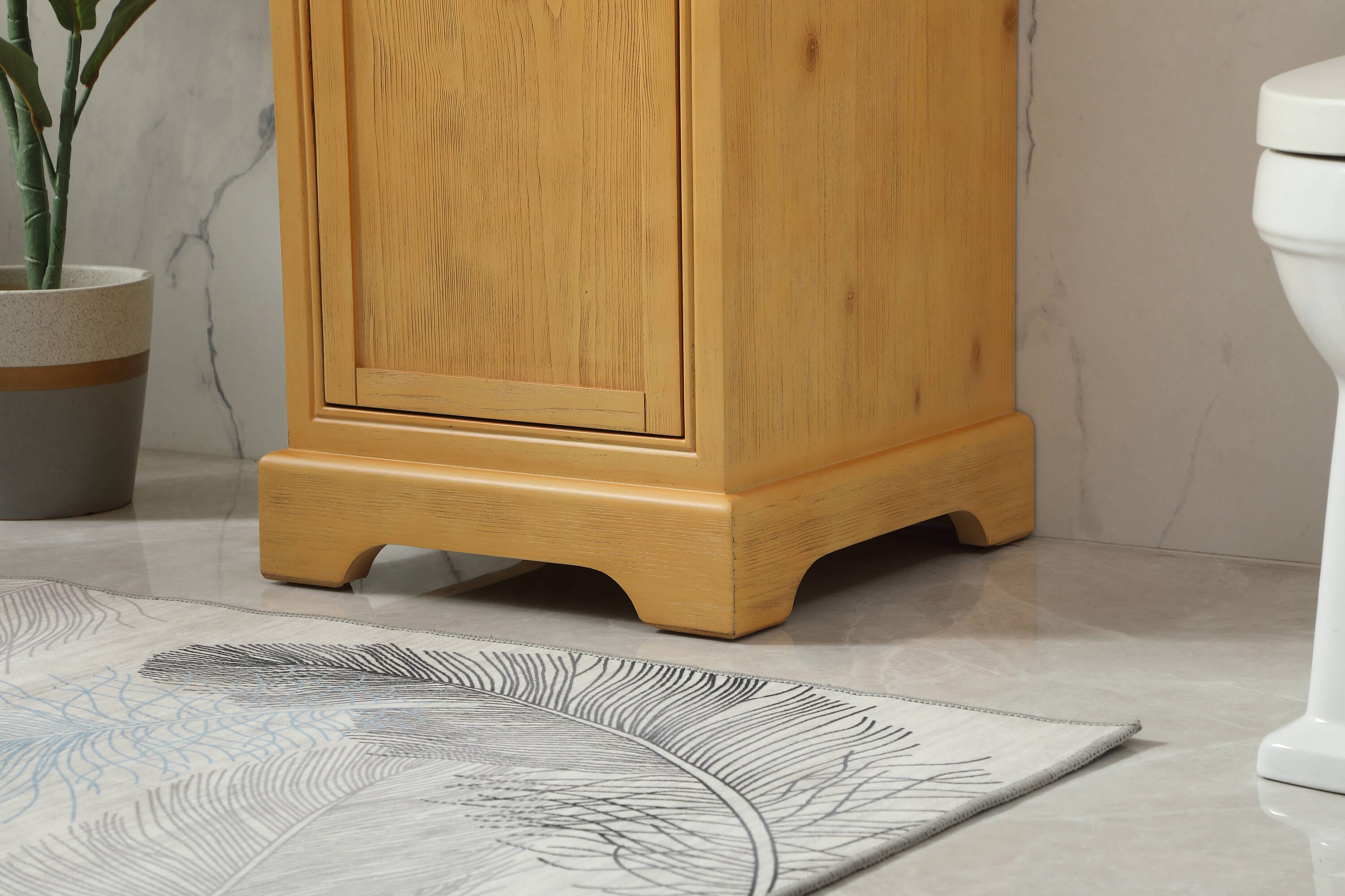 Natural Wood Single Bathroom Vanity with Marble Top