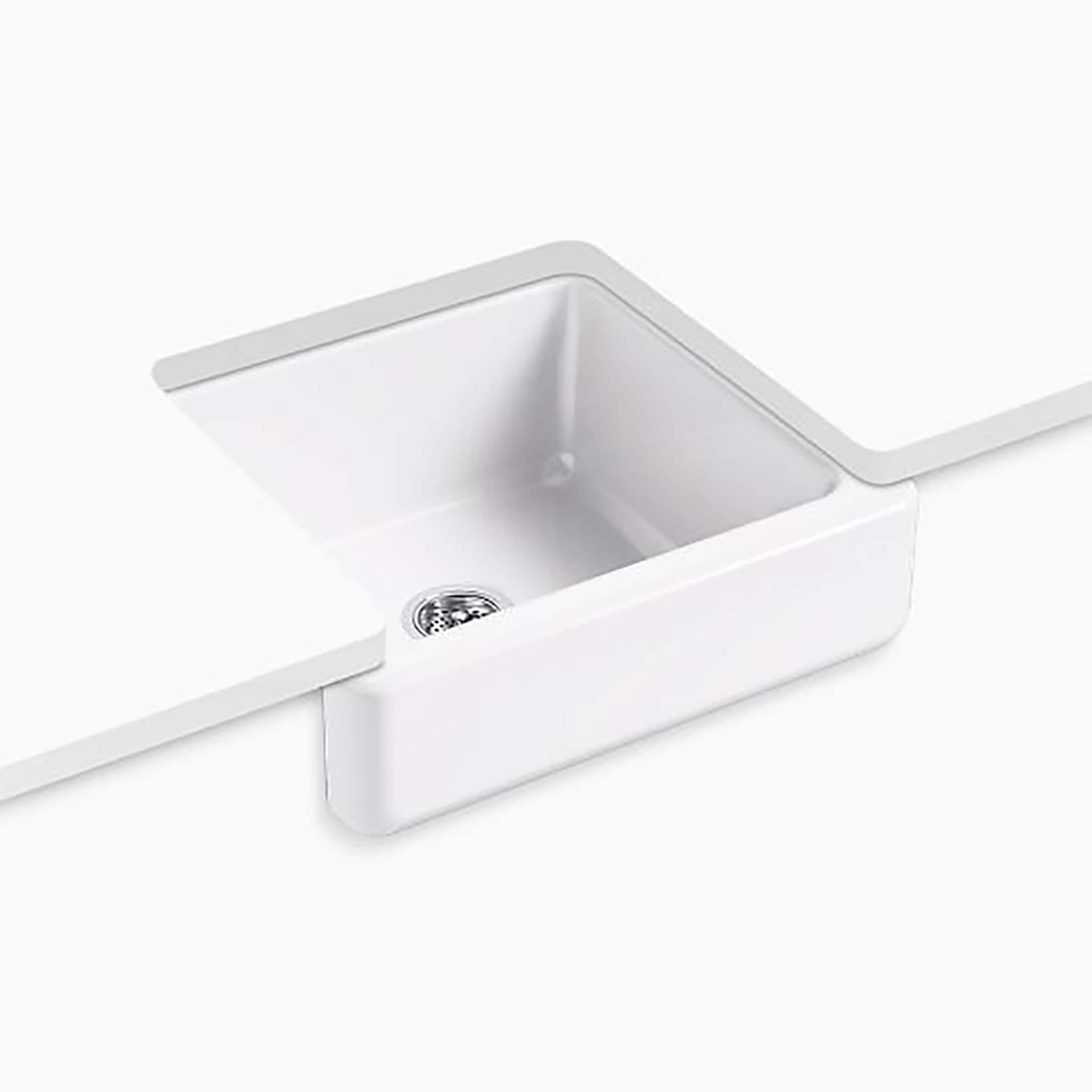 KOHLER 5664-0 Whitehaven Farmhouse apron front 23.5-Inches x 21.56-Inches Cast iron Single bowl Kitchen Sink