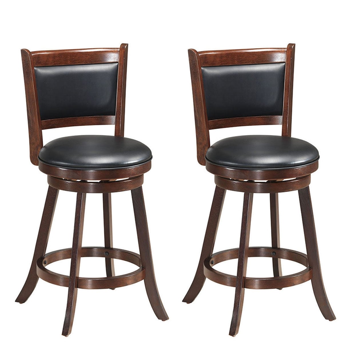 Ayelon Brown 24-in H Counter height Upholstered Swivel Wood Bar Stool